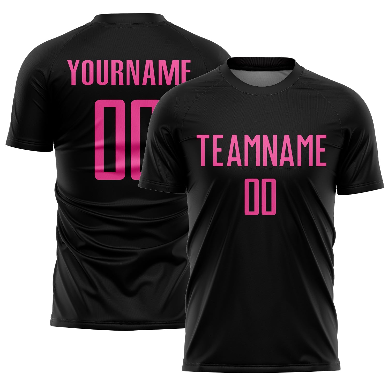 Custom Black Pink Sublimation Soccer Uniform Jersey - Main View
