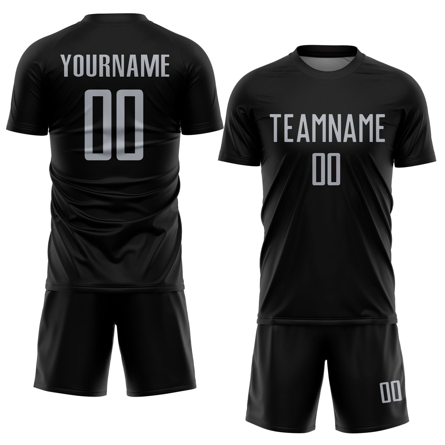 Custom Black Gray Sublimation Soccer Uniform Jersey view 2