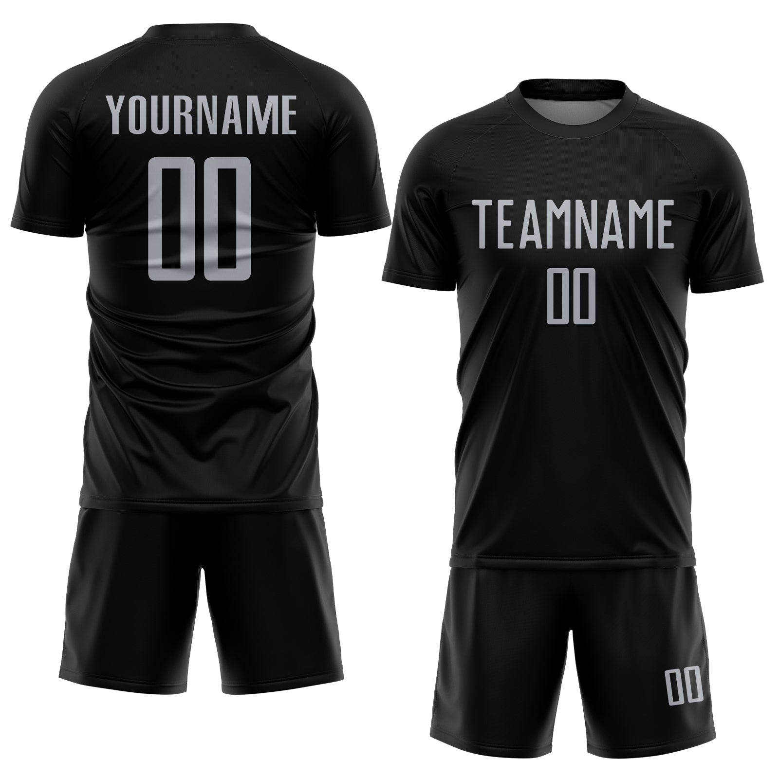 Custom Black Gray Sublimation Soccer Uniform Jersey view 2