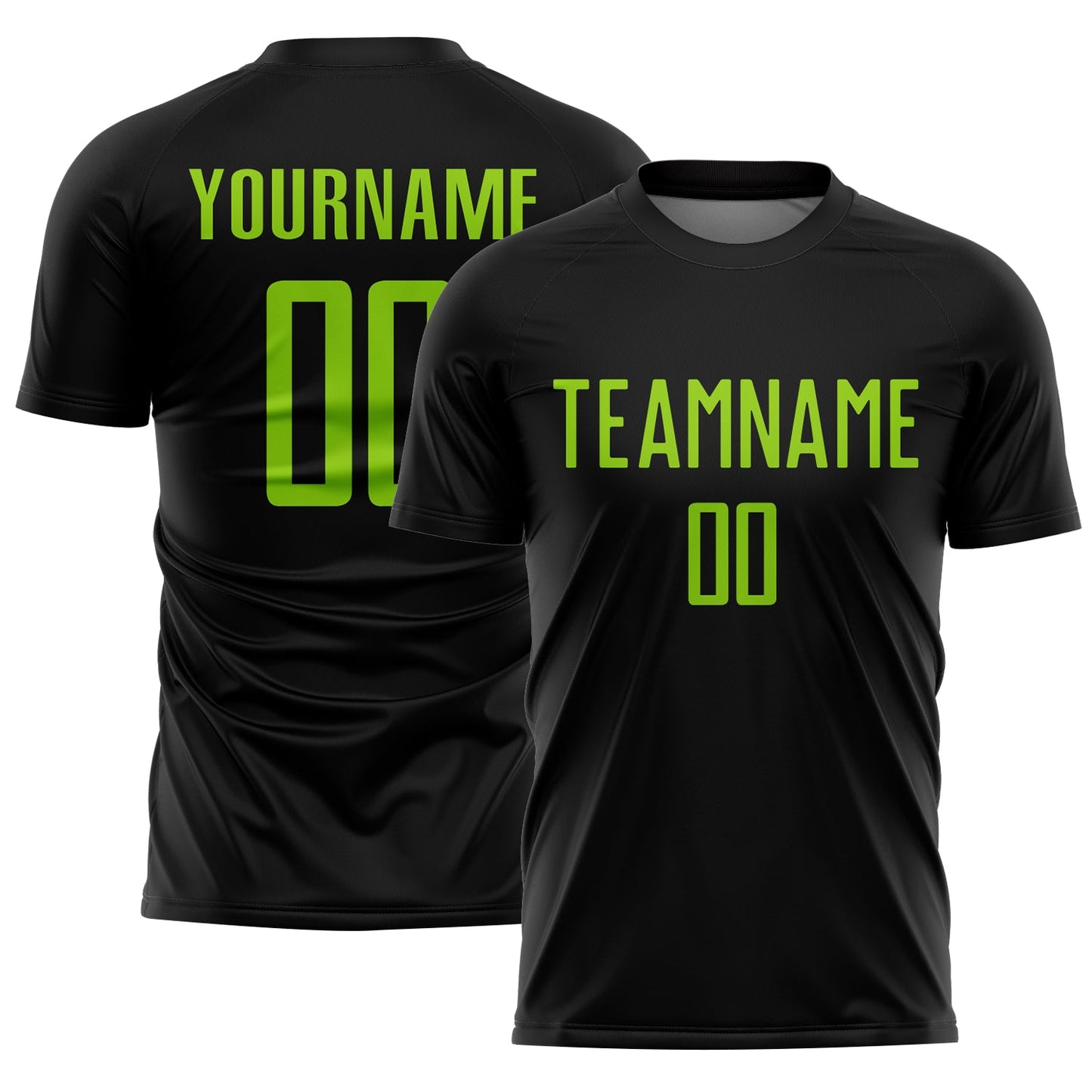 Custom Black Neon Green Sublimation Soccer Uniform Jersey - Main View