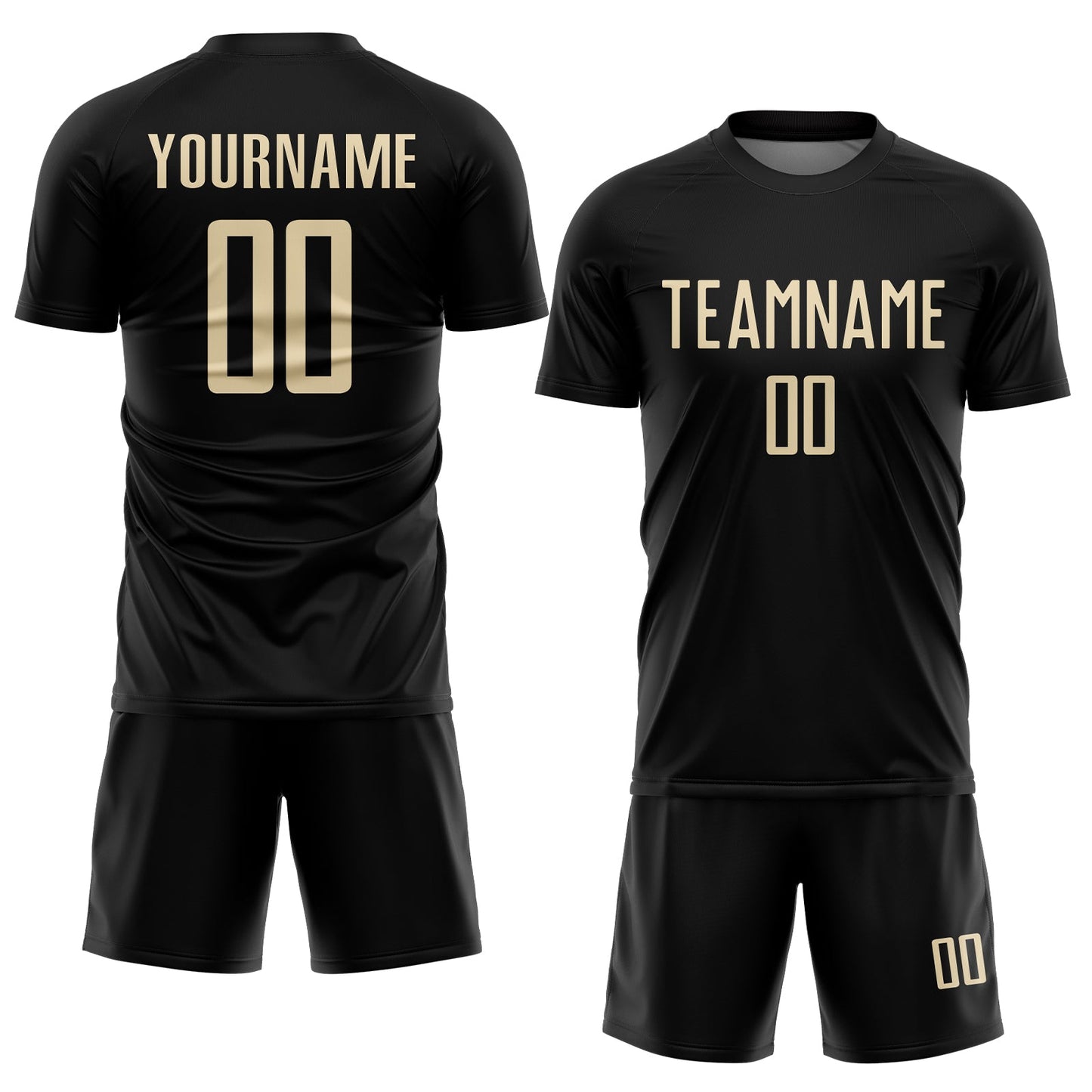 Custom Black Cream Sublimation Soccer Uniform Jersey view 2