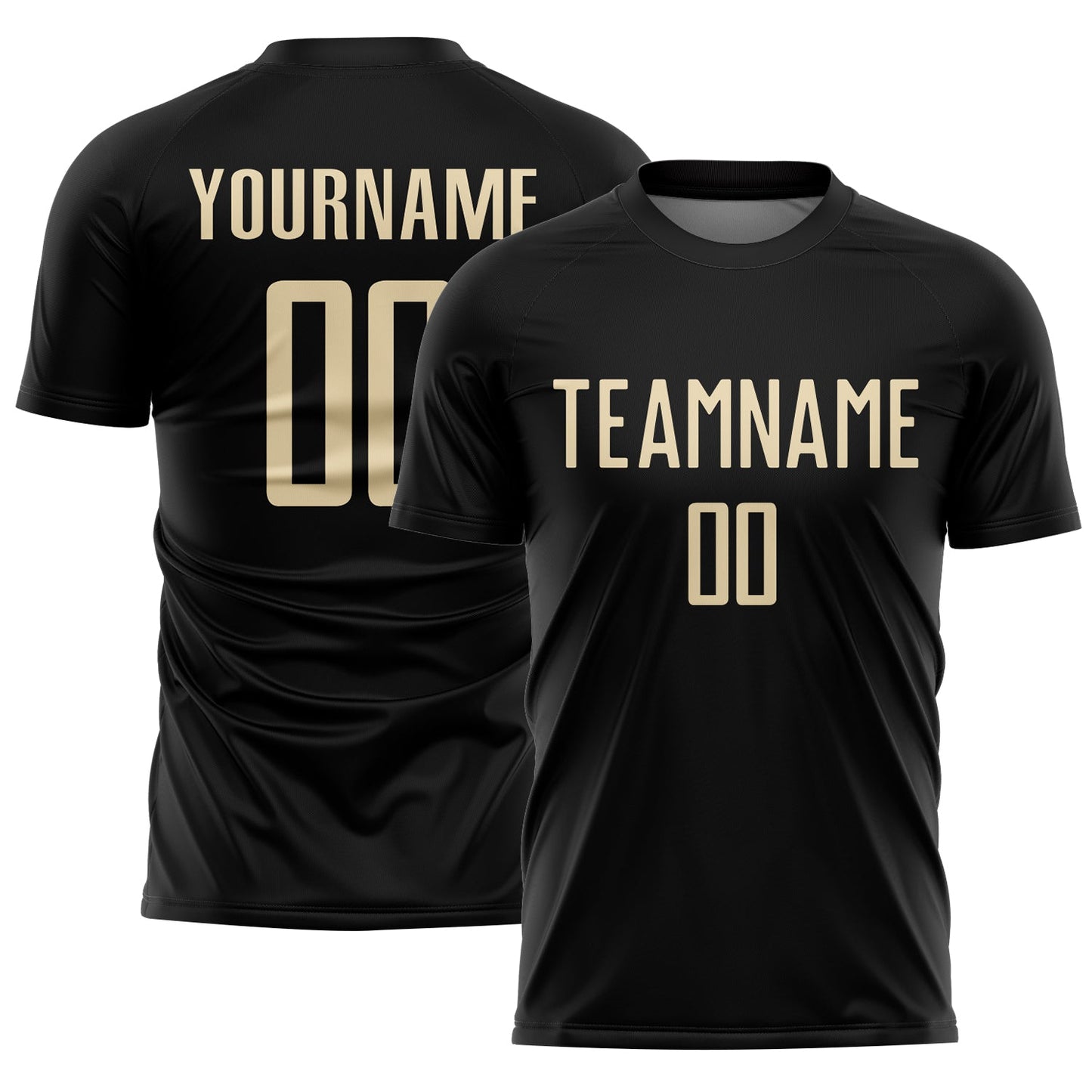 Custom Black Cream Sublimation Soccer Uniform Jersey - Main View