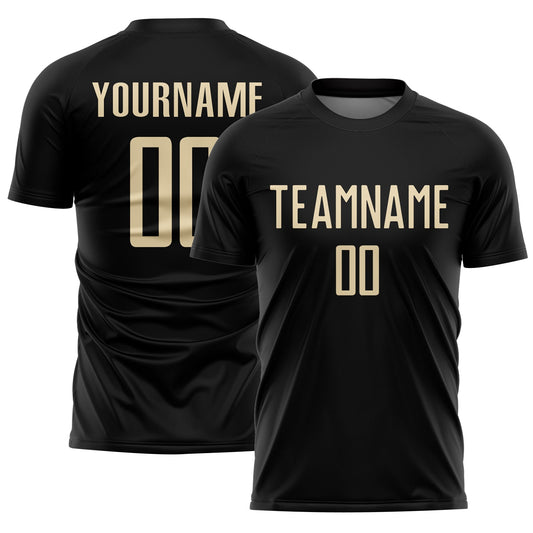 Custom Black Cream Sublimation Soccer Uniform Jersey - Main View