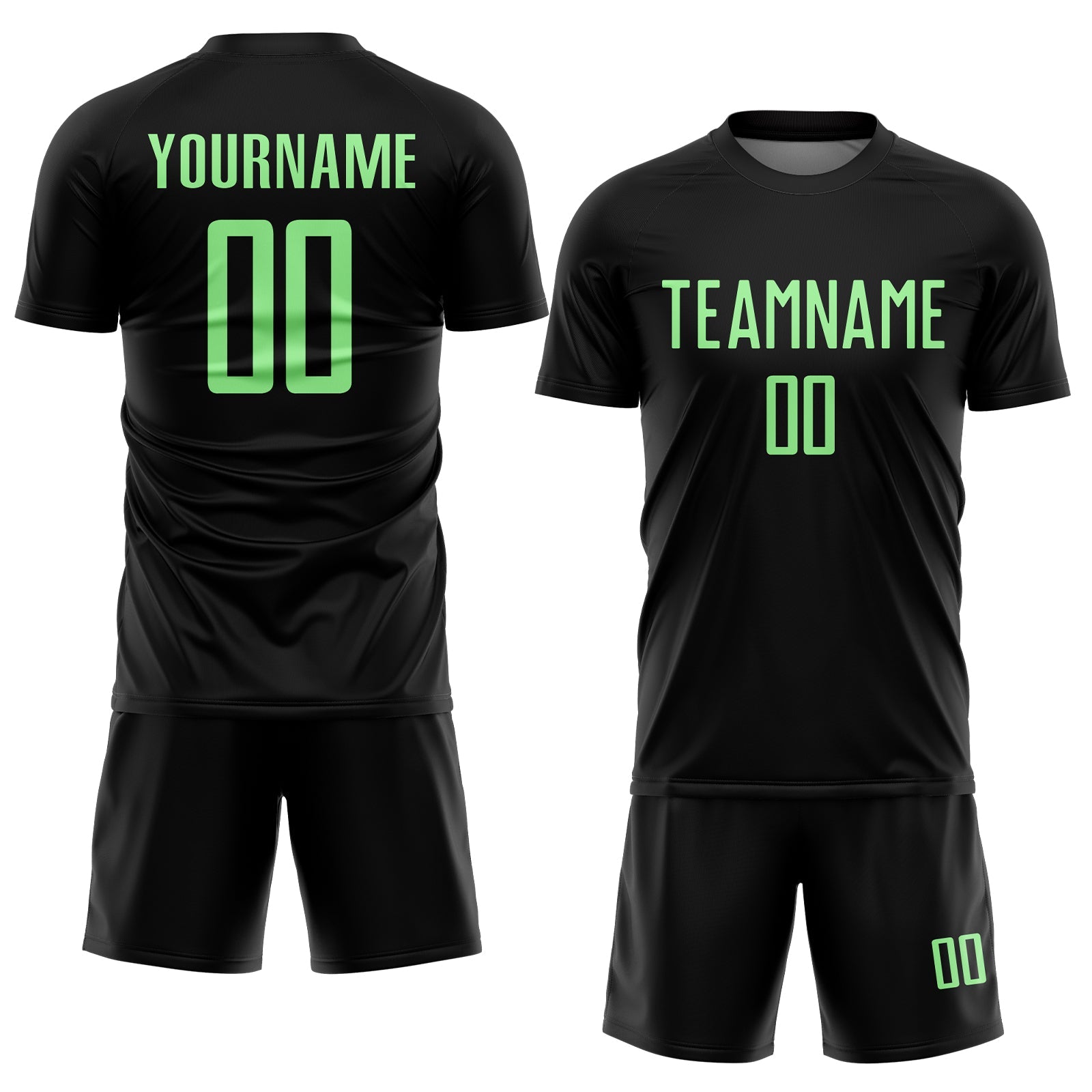 Custom Black Pea Green Sublimation Soccer Uniform Jersey view 2
