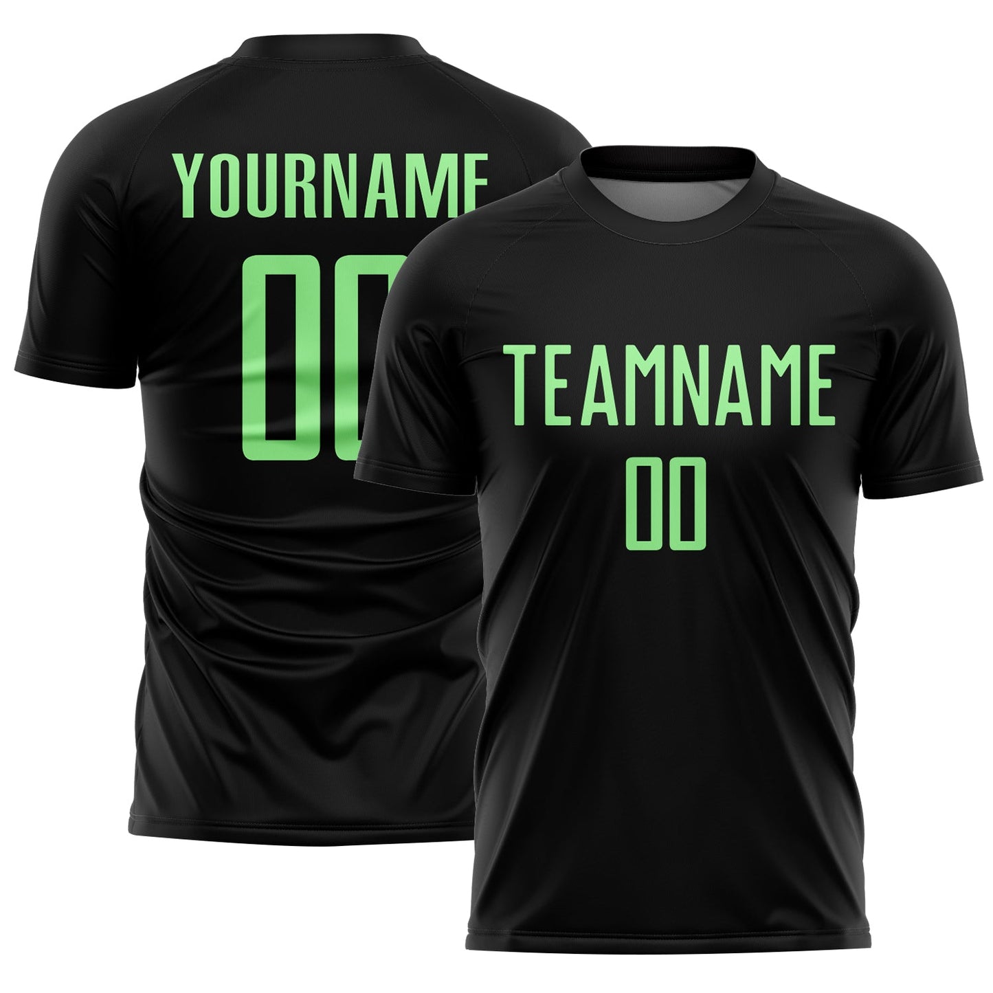 Custom Black Pea Green Sublimation Soccer Uniform Jersey - Main View