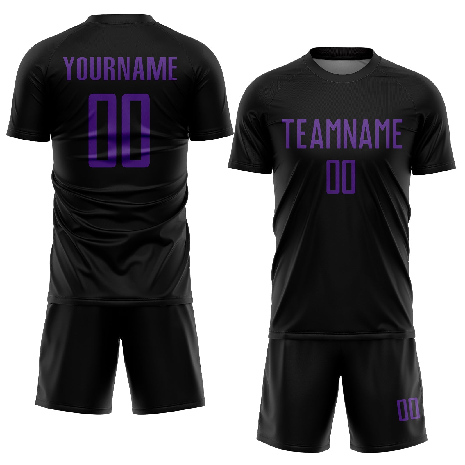 Custom Black Purple Sublimation Soccer Uniform Jersey view 2