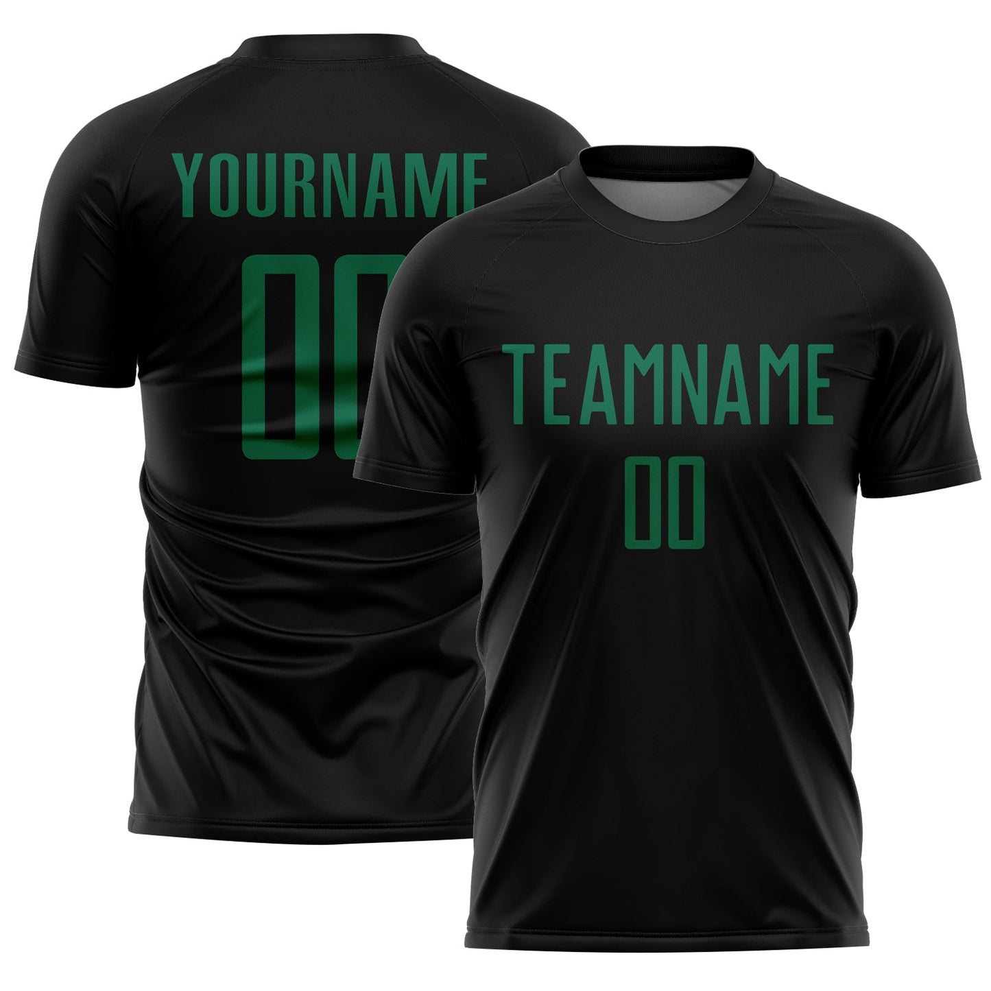 Custom Black Kelly Green Sublimation Soccer Uniform Jersey - Main View
