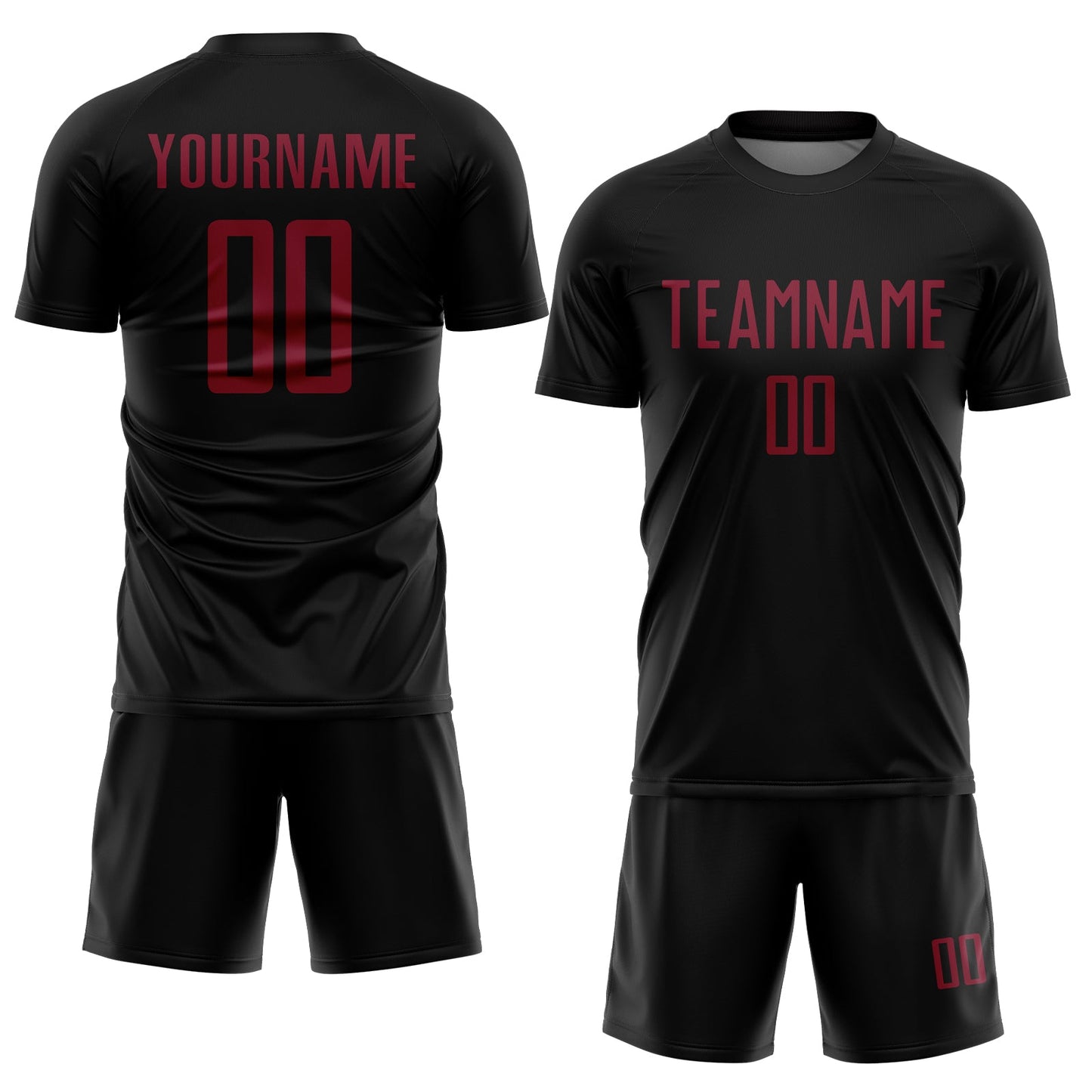 Custom Black Crimson Sublimation Soccer Uniform Jersey view 2