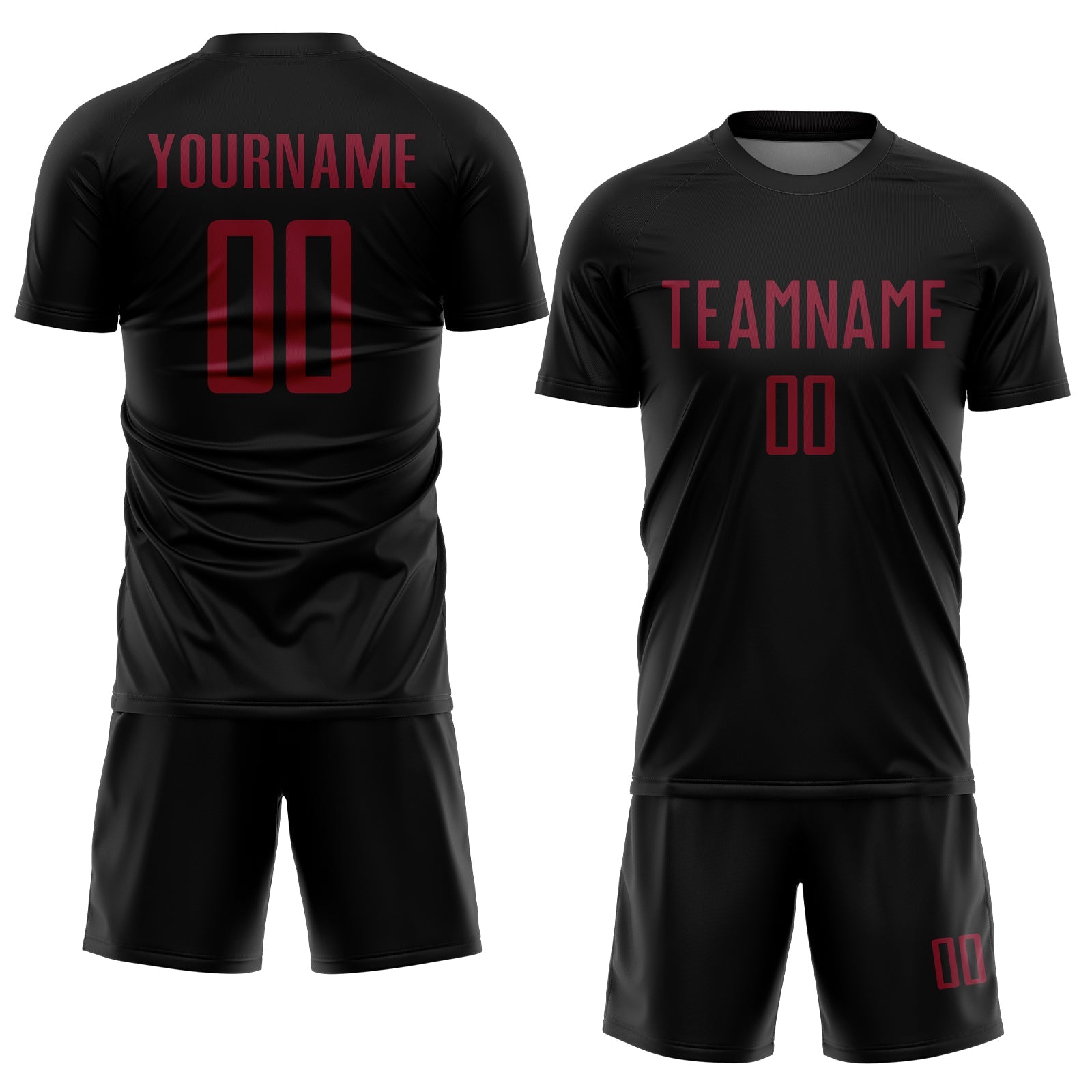 Custom Black Crimson Sublimation Soccer Uniform Jersey view 2