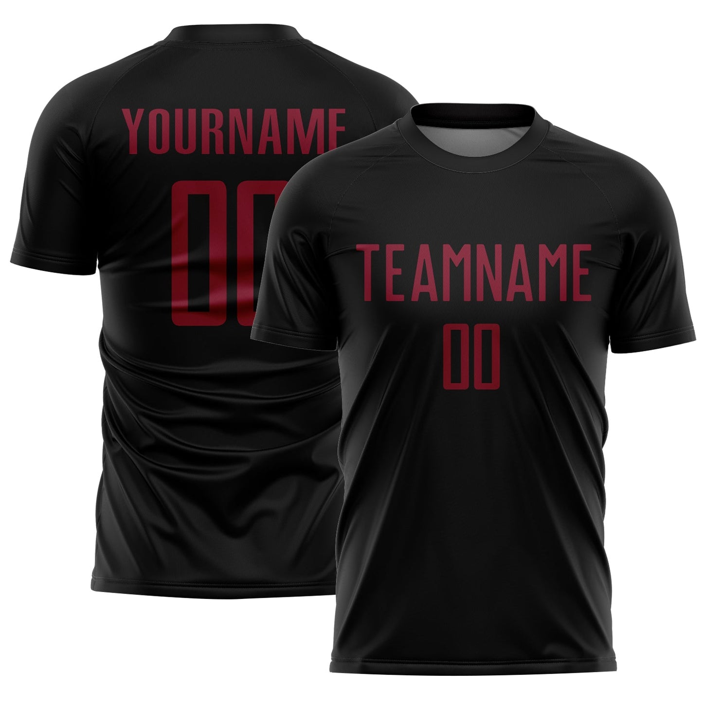 Custom Black Crimson Sublimation Soccer Uniform Jersey - Main View