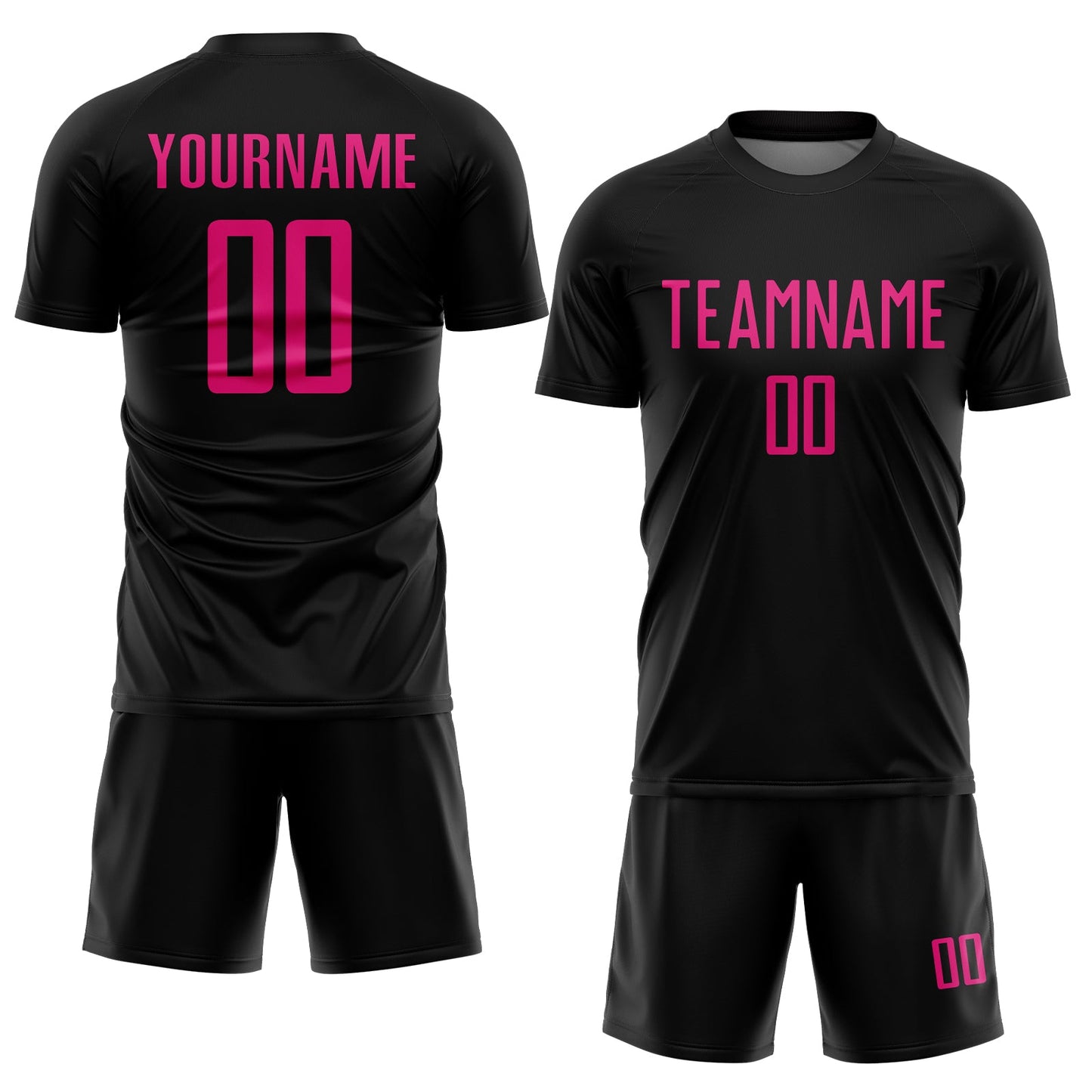 Custom Black Hot Pink Sublimation Soccer Uniform Jersey view 2