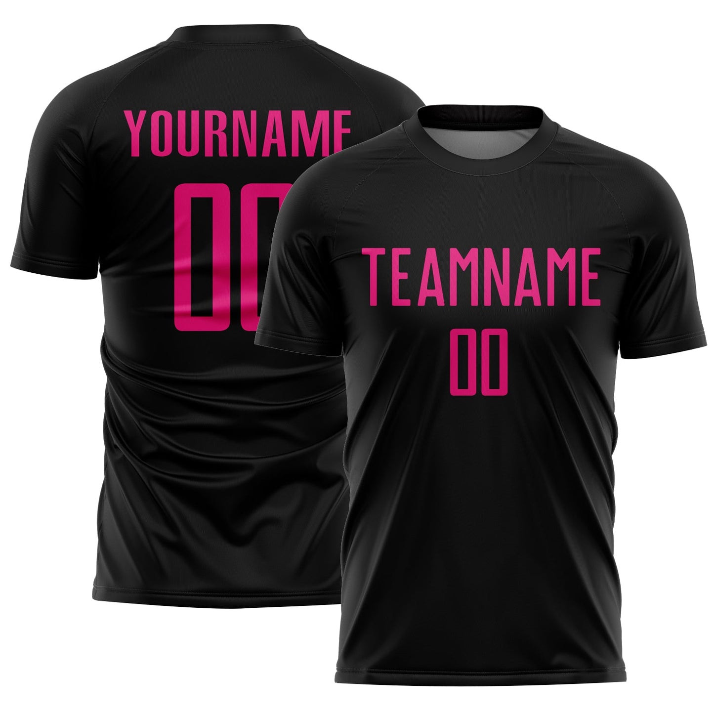 Custom Black Hot Pink Sublimation Soccer Uniform Jersey - Main View