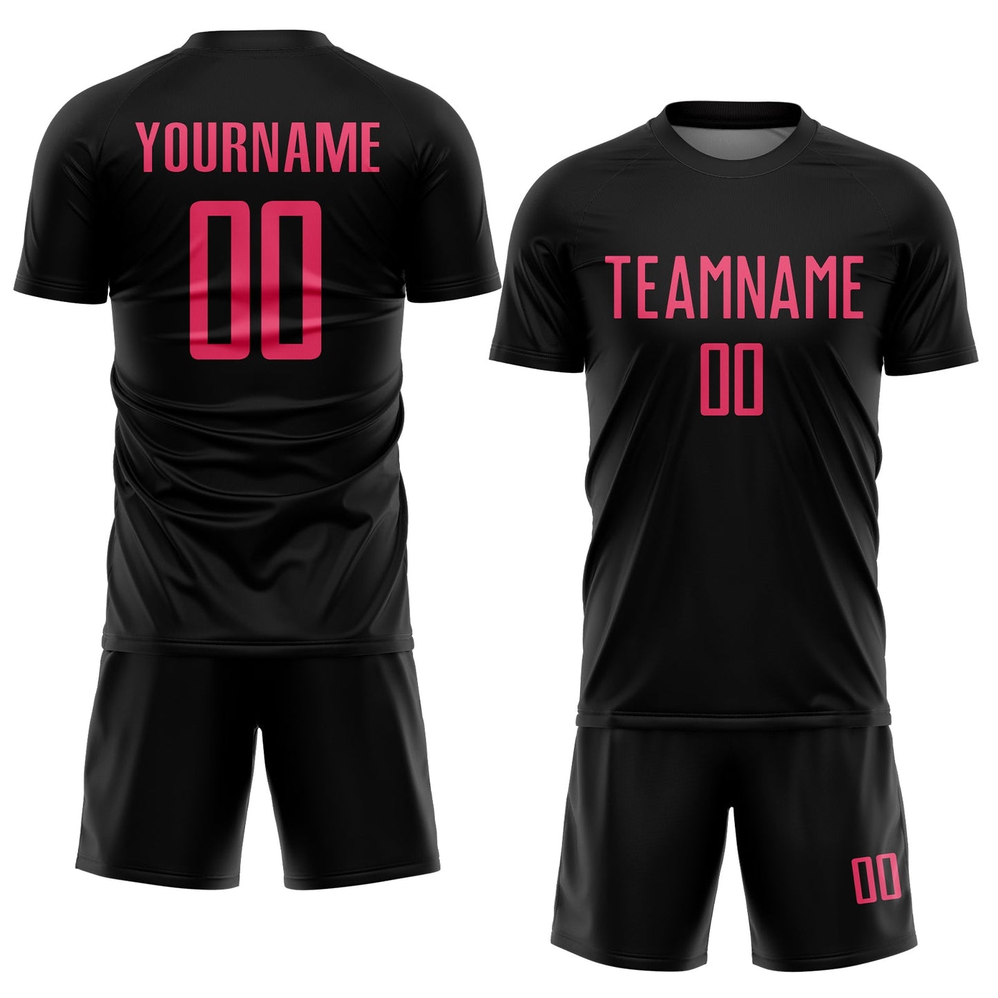Custom Black Neon Pink Sublimation Soccer Uniform Jersey view 2