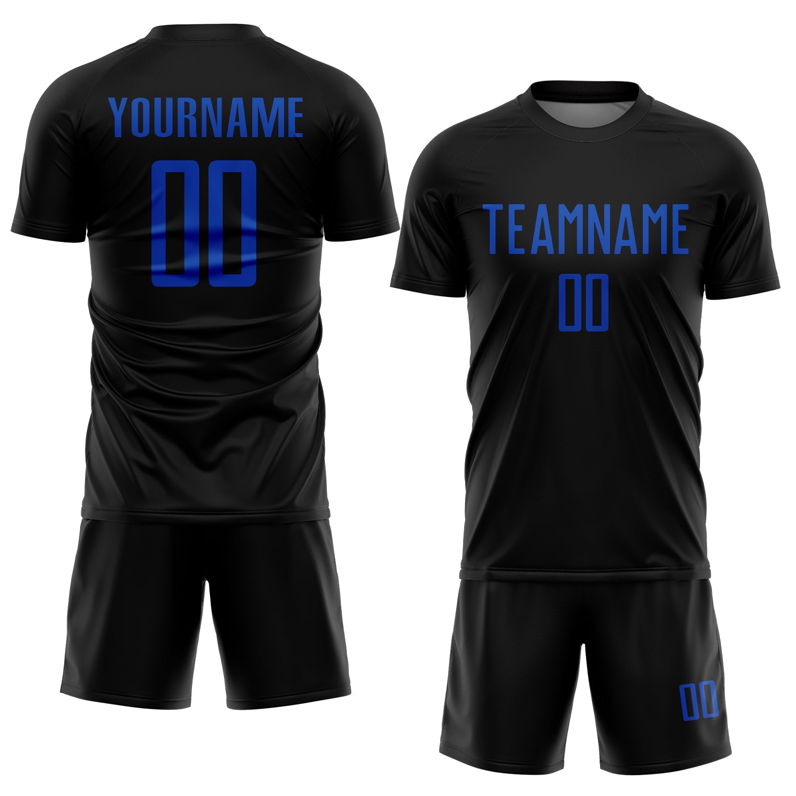 Custom Black Thunder Blue Sublimation Soccer Uniform Jersey view 2