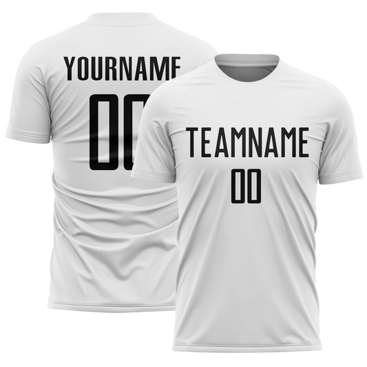 Custom White Black Sublimation Soccer Uniform Jersey - Main View