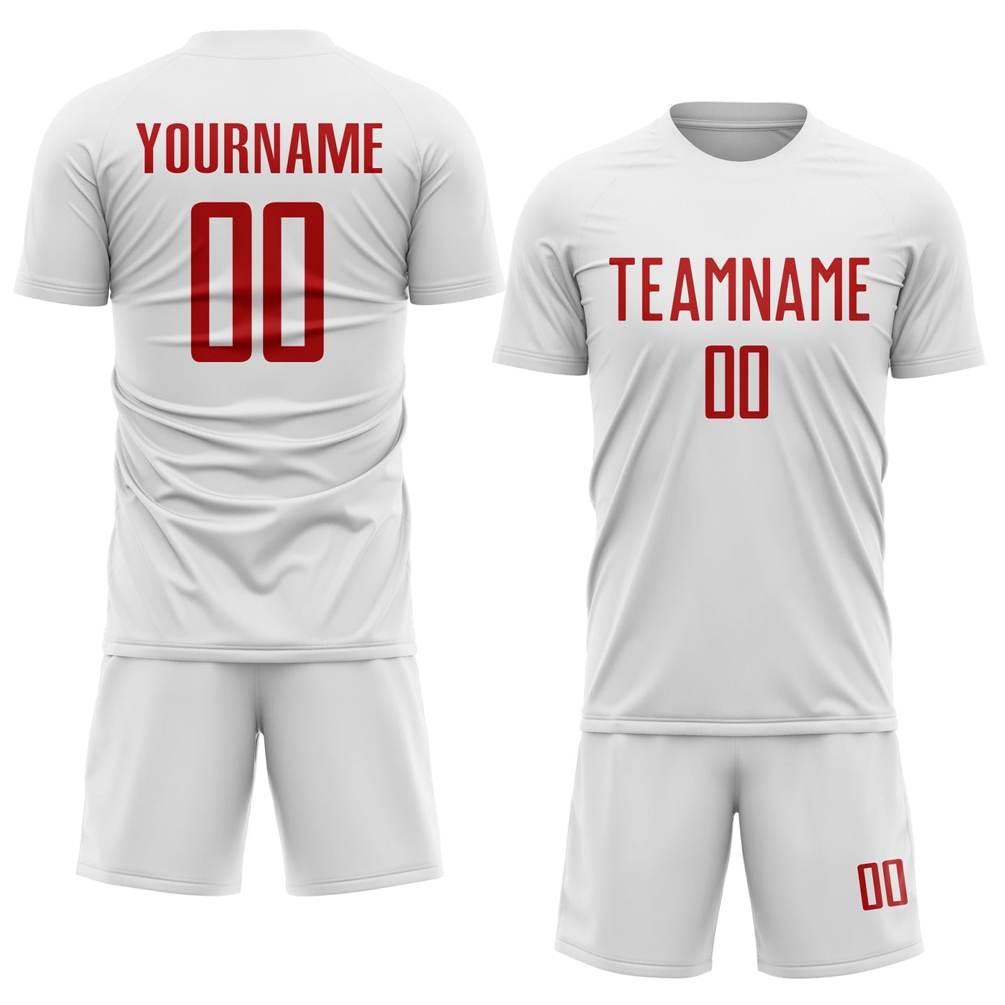 Custom White Red Sublimation Soccer Uniform Jersey view 2