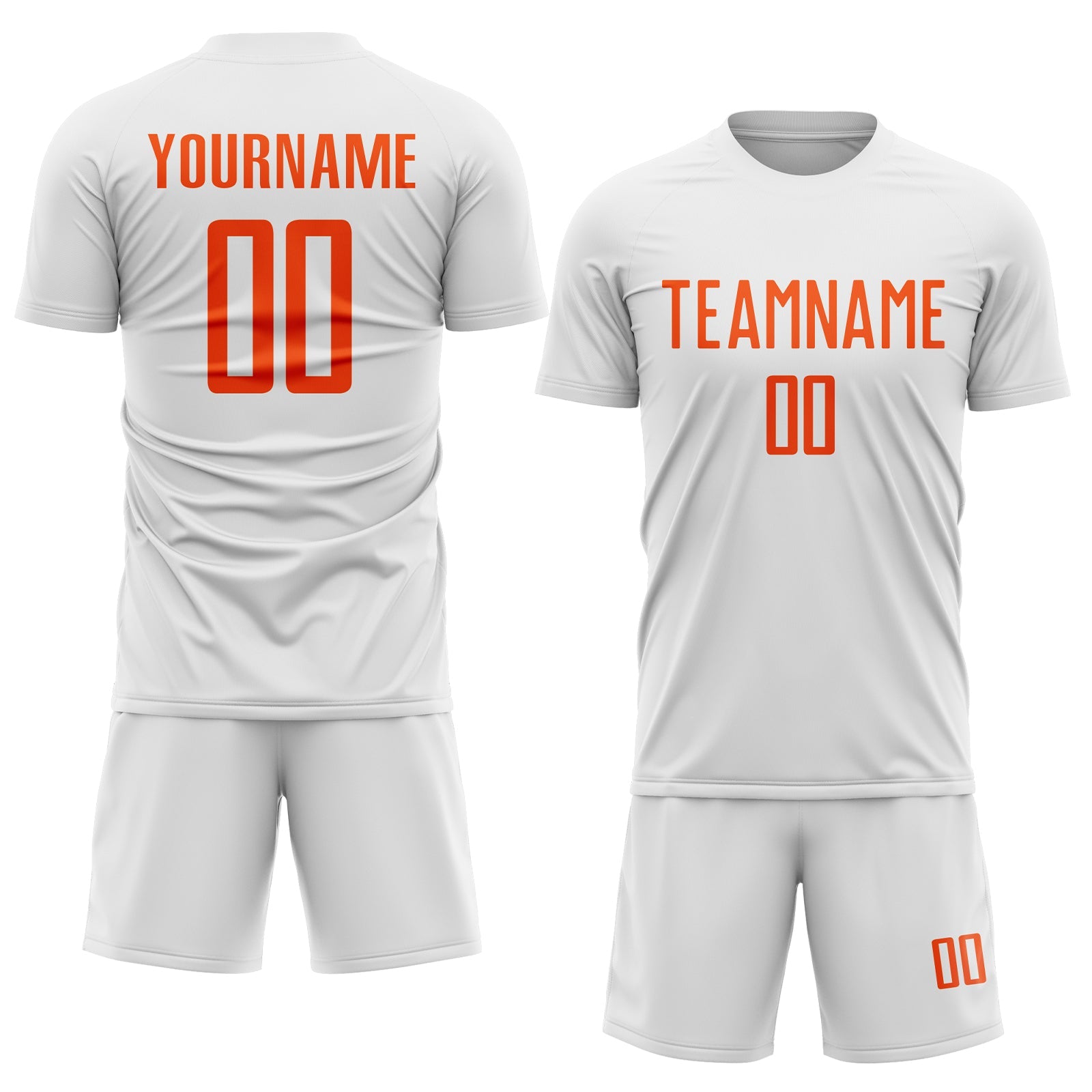 Custom White Orange Sublimation Soccer Uniform Jersey view 2
