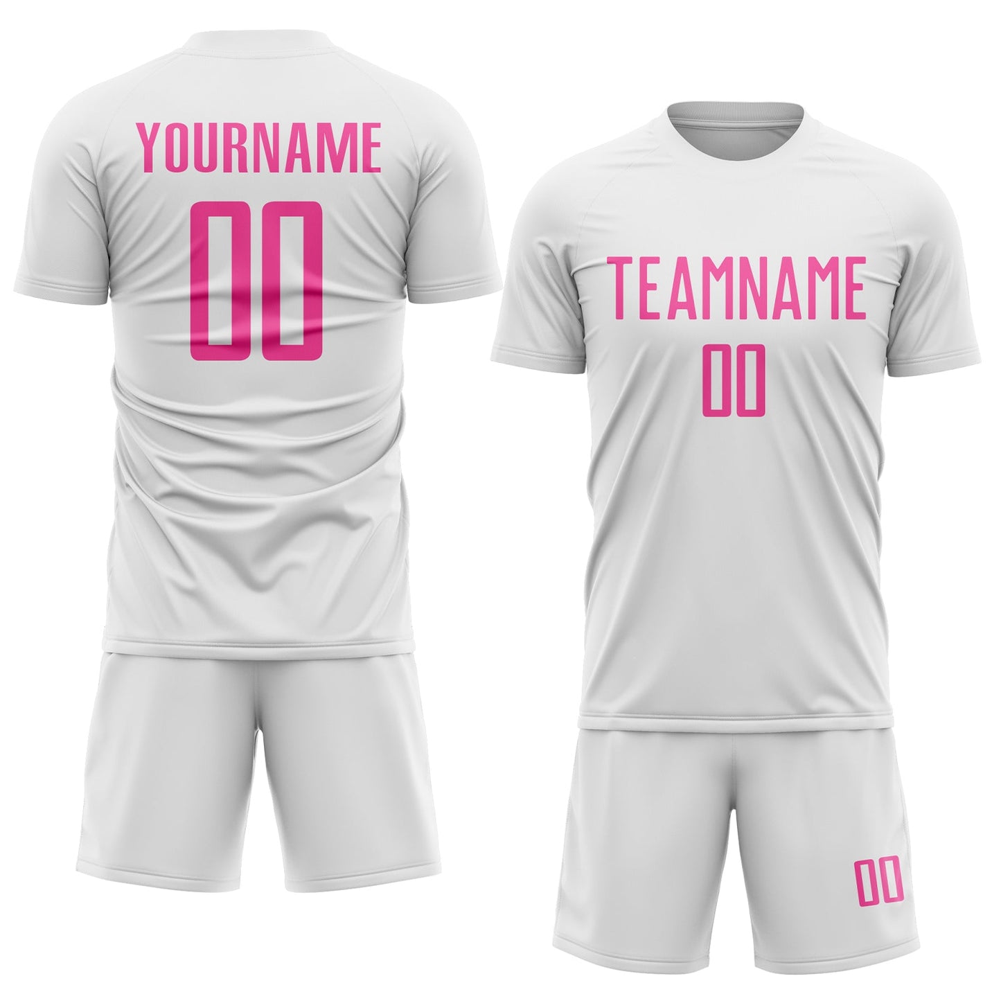 Custom White Pink Sublimation Soccer Uniform Jersey view 2
