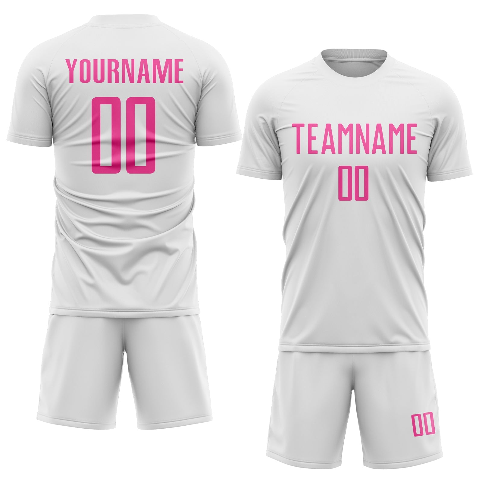 Custom White Pink Sublimation Soccer Uniform Jersey view 2