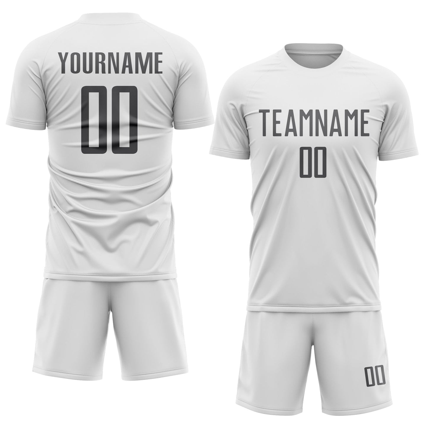 Custom White Steel Gray Sublimation Soccer Uniform Jersey view 2