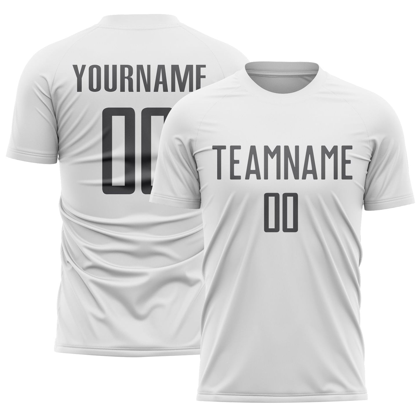 Custom White Steel Gray Sublimation Soccer Uniform Jersey - Main View