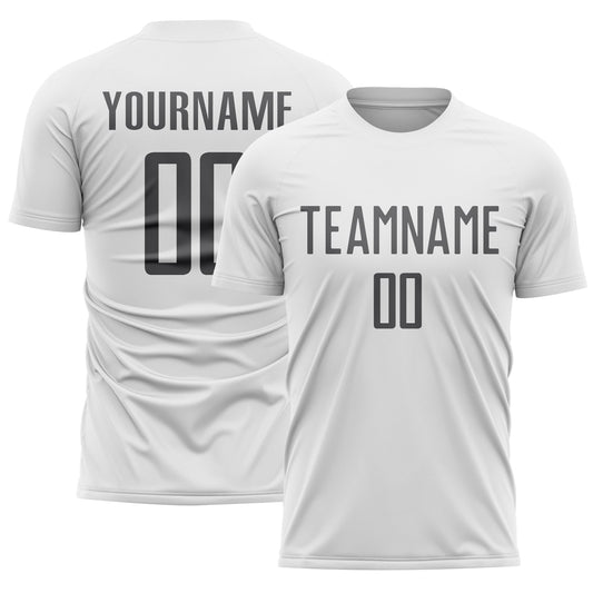 Custom White Steel Gray Sublimation Soccer Uniform Jersey - Main View