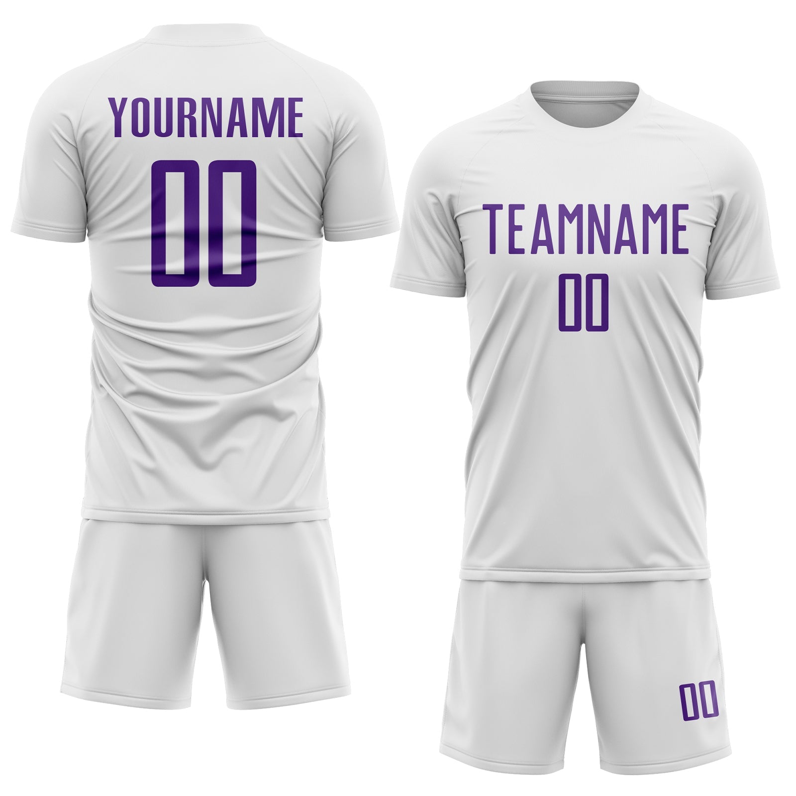 Custom White Purple Sublimation Soccer Uniform Jersey view 2