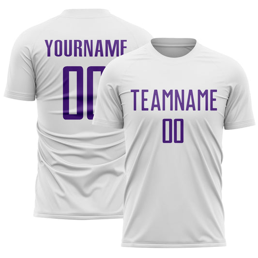 Custom White Purple Sublimation Soccer Uniform Jersey - Main View