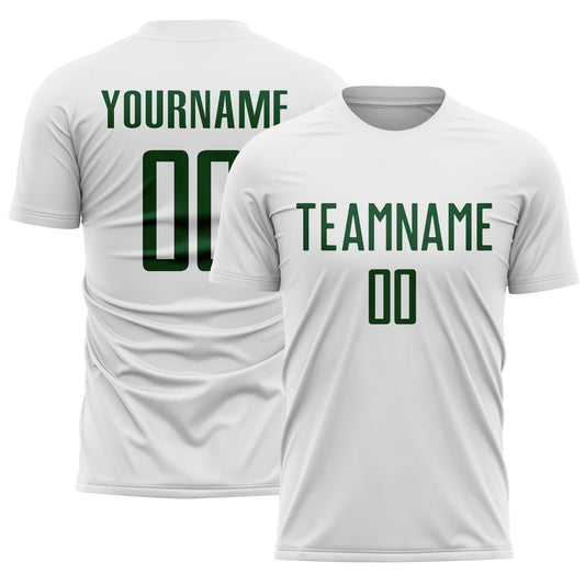 Custom White Green Sublimation Soccer Uniform Jersey - Main View