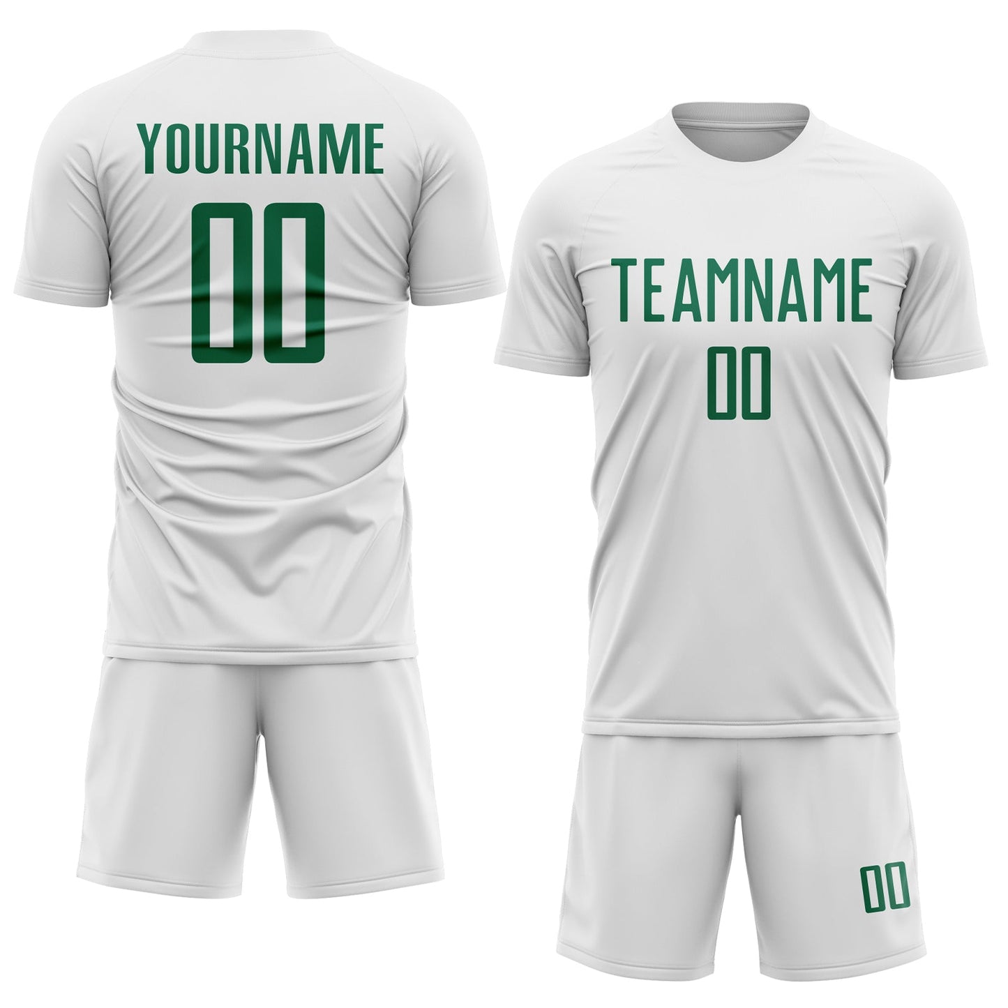 Custom White Kelly Green Sublimation Soccer Uniform Jersey view 2