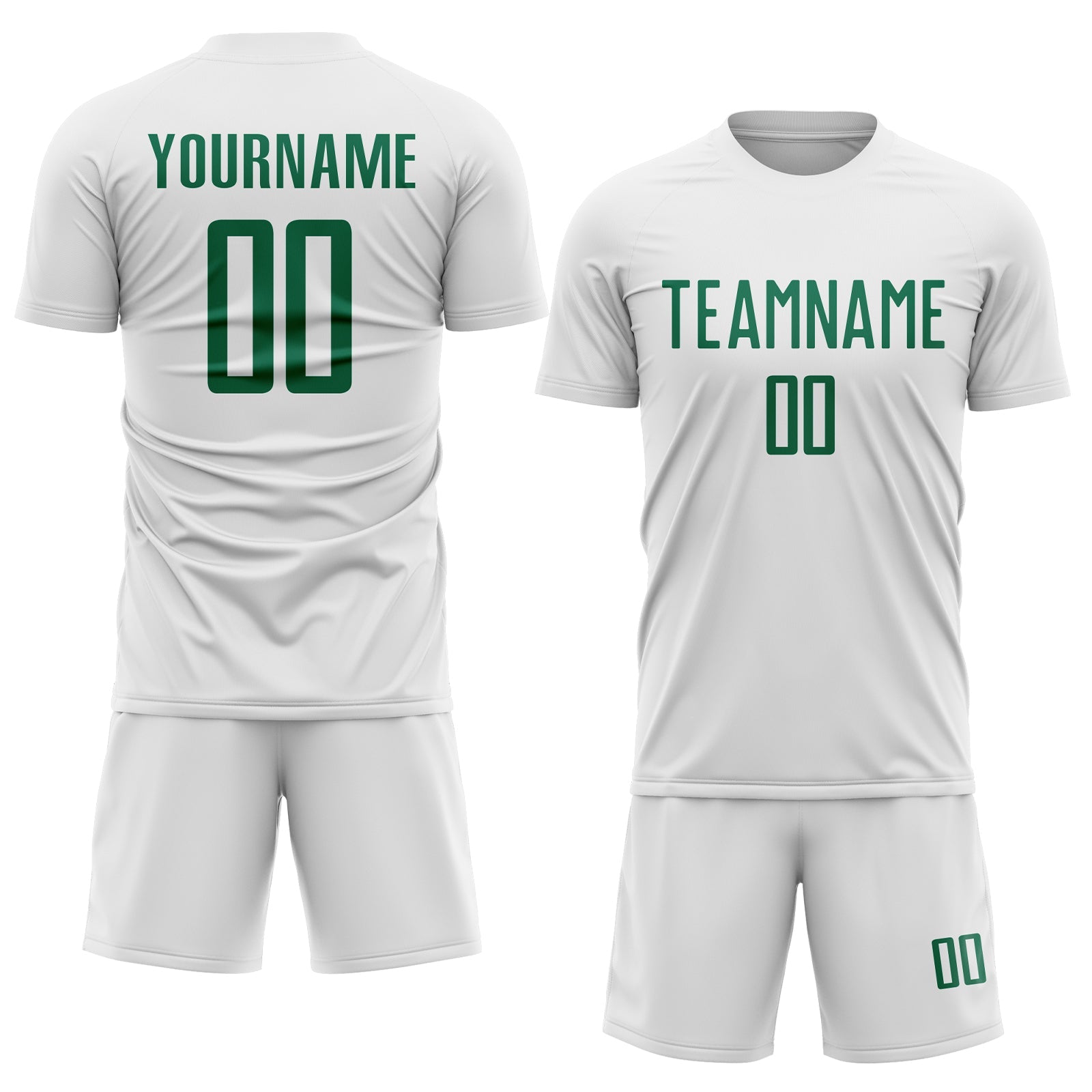 Custom White Kelly Green Sublimation Soccer Uniform Jersey view 2