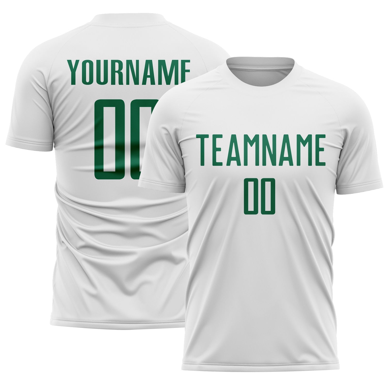 Custom White Kelly Green Sublimation Soccer Uniform Jersey - Main View