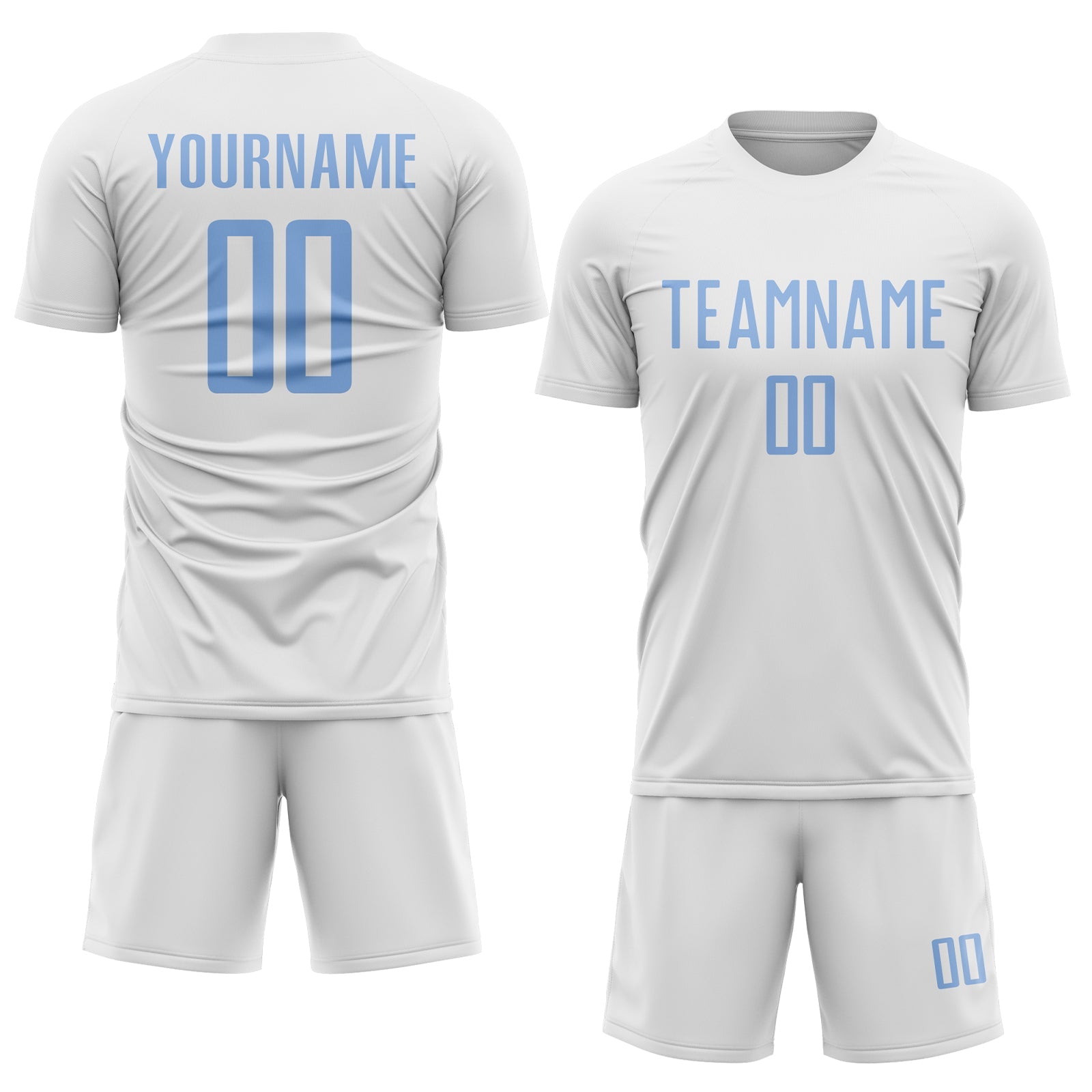 Custom White Light Blue Sublimation Soccer Uniform Jersey view 2