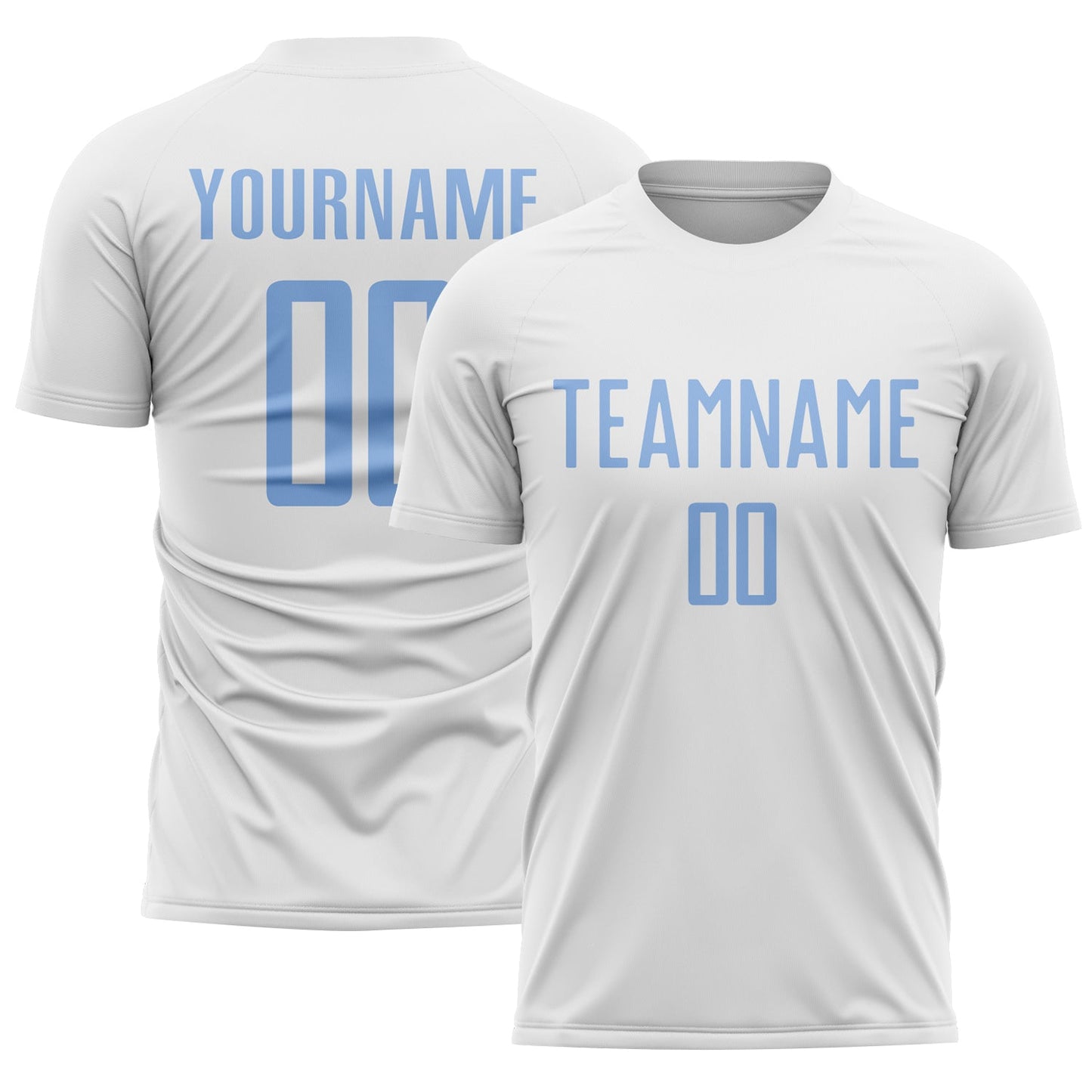 Custom White Light Blue Sublimation Soccer Uniform Jersey - Main View