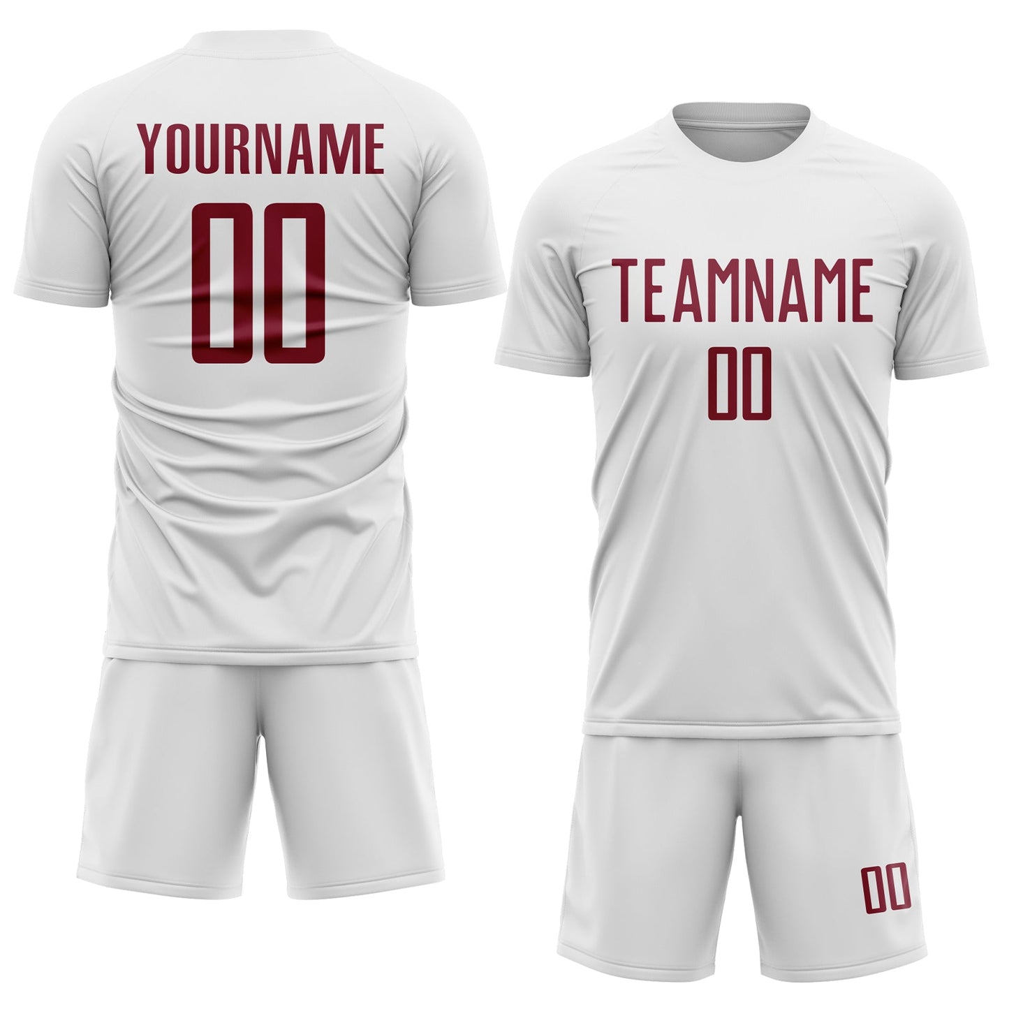Custom White Crimson Sublimation Soccer Uniform Jersey view 2