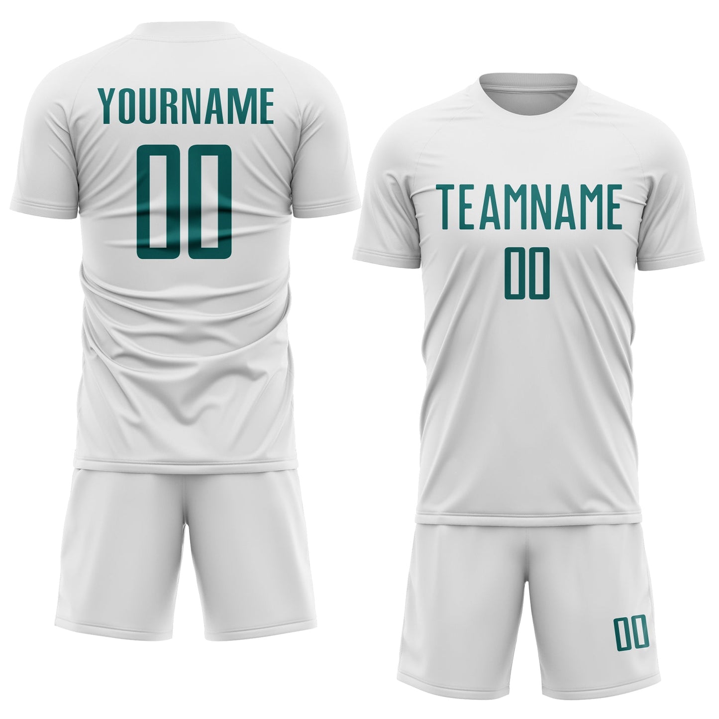 Custom White Teal Sublimation Soccer Uniform Jersey view 2