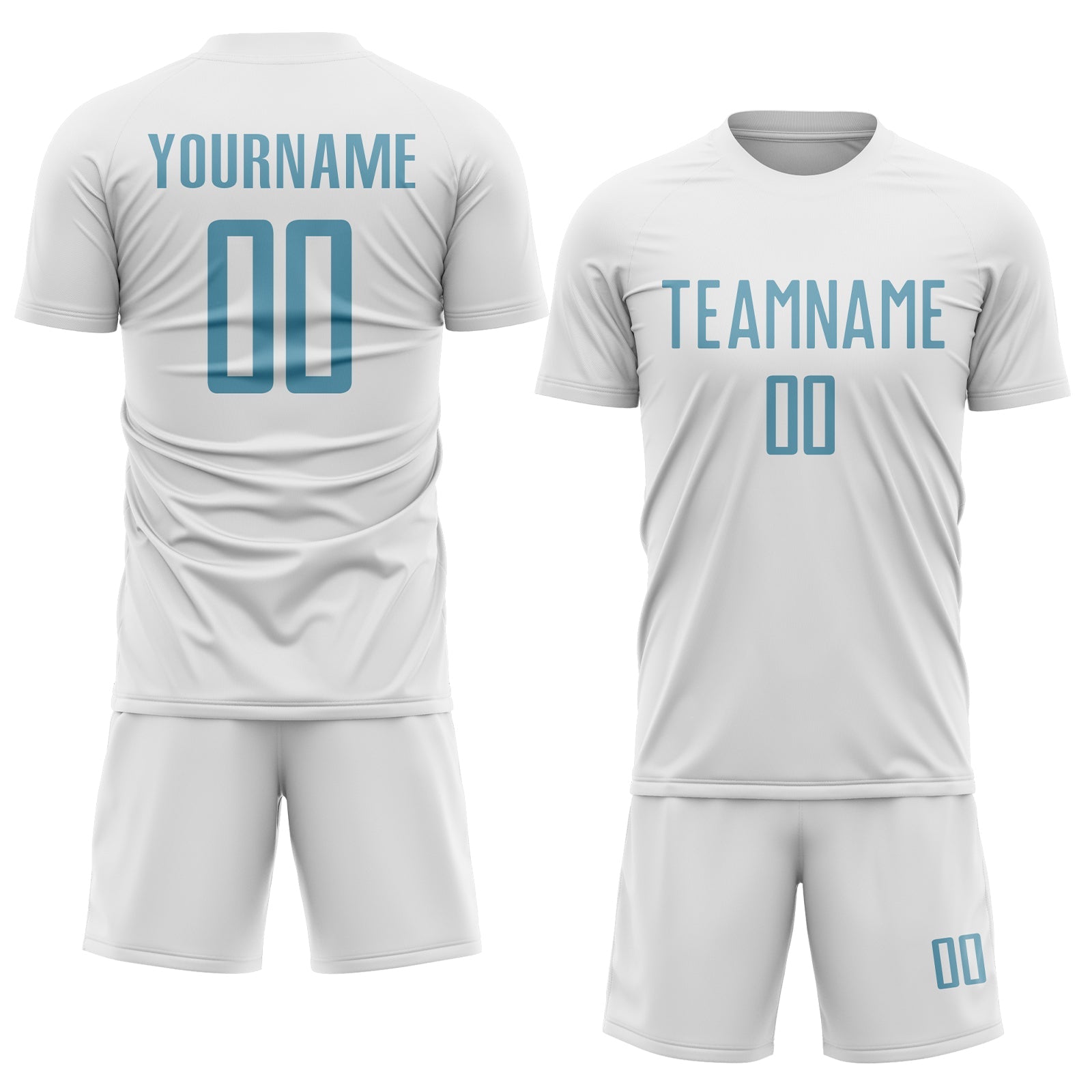 Custom White Shadow Blue Sublimation Soccer Uniform Jersey view 2