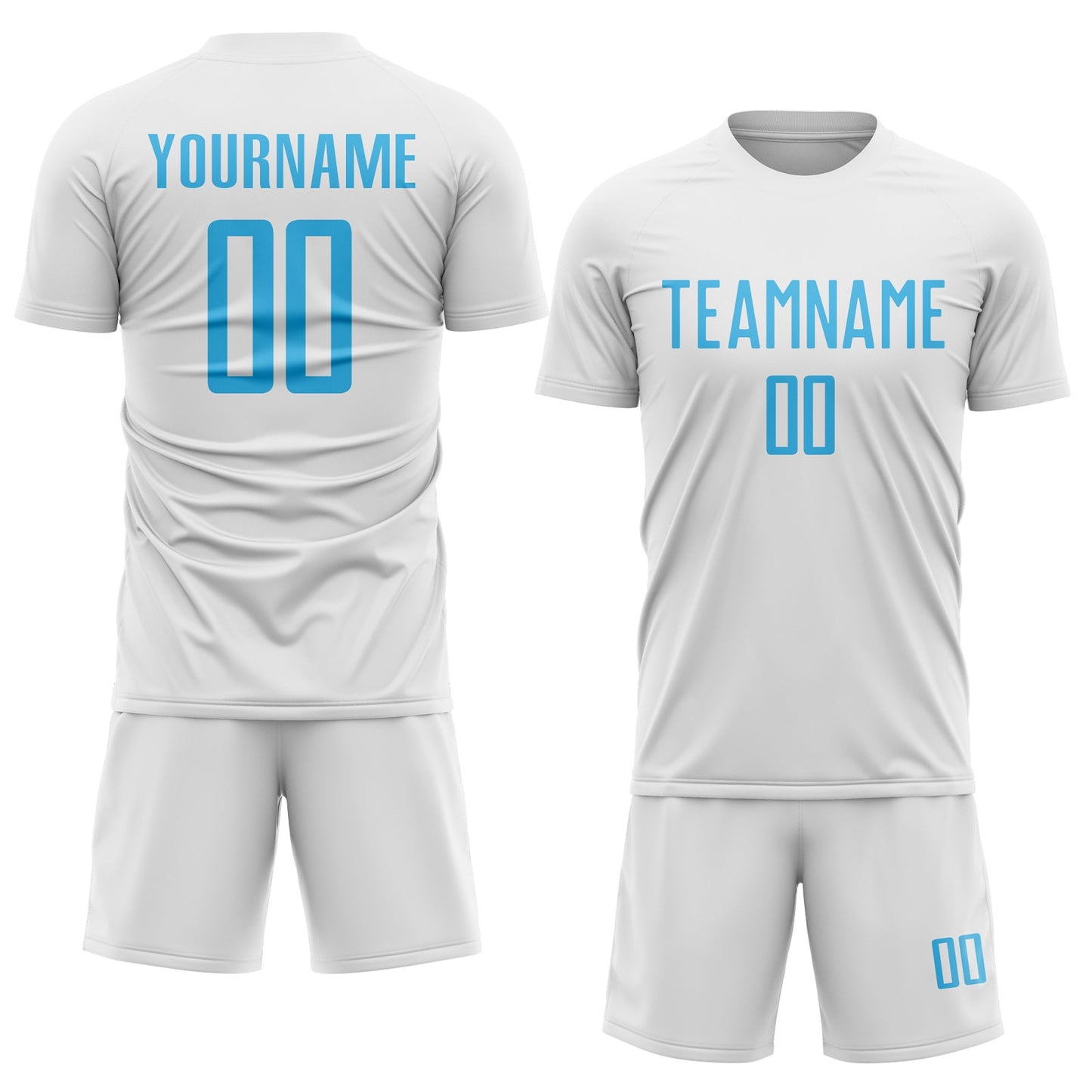 Custom White Sky Blue Sublimation Soccer Uniform Jersey view 2