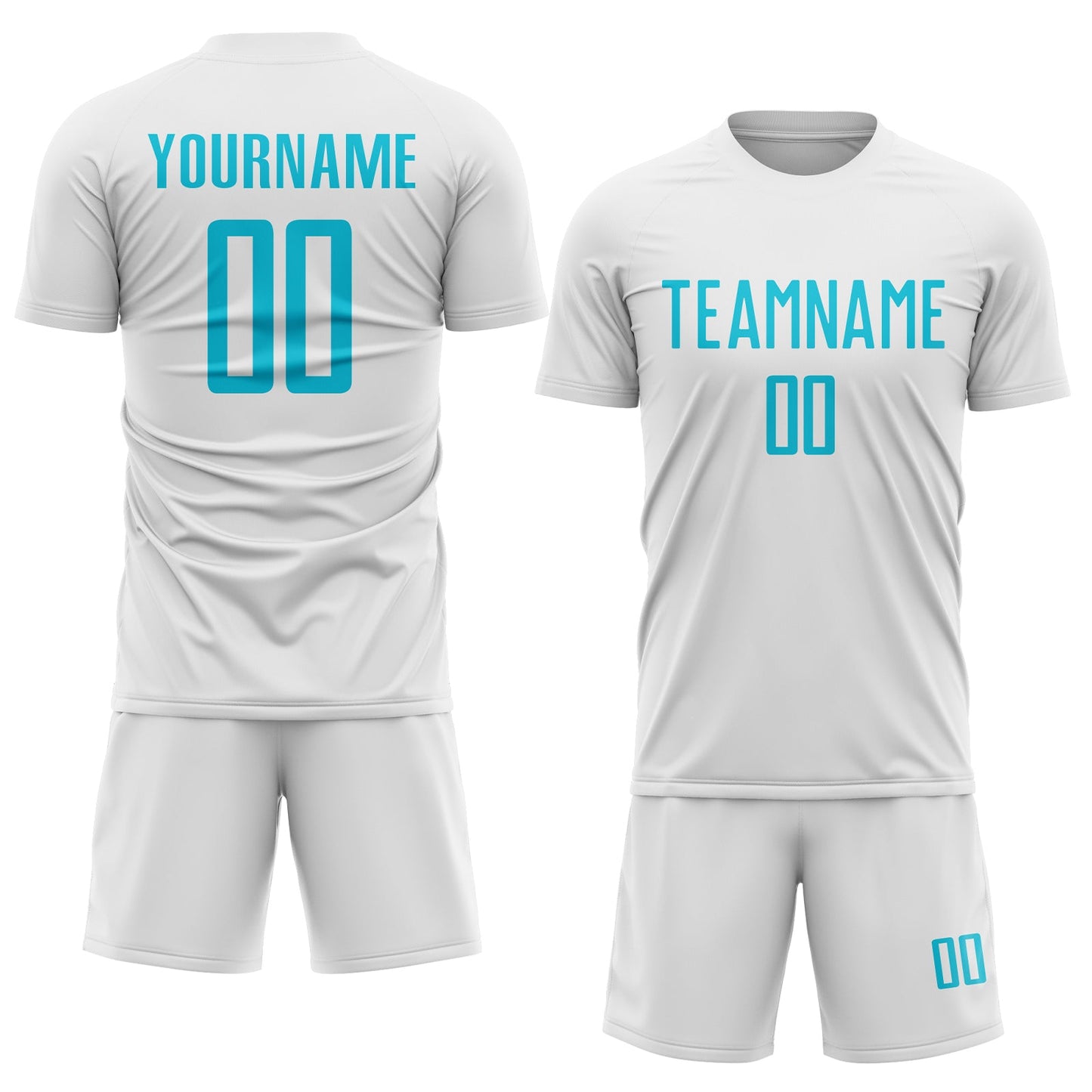 Custom White Lakes Blue Sublimation Soccer Uniform Jersey view 2