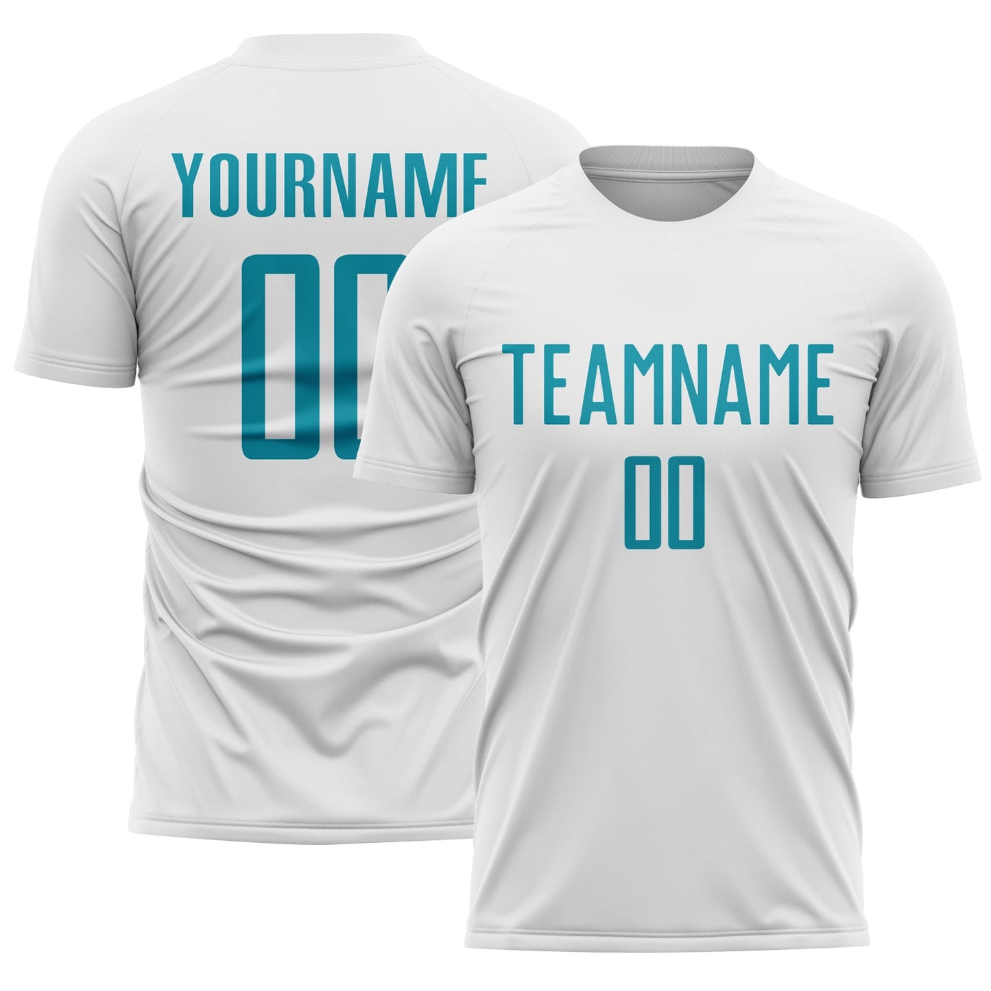 Custom White Teal Sublimation Soccer Uniform Jersey - Main View