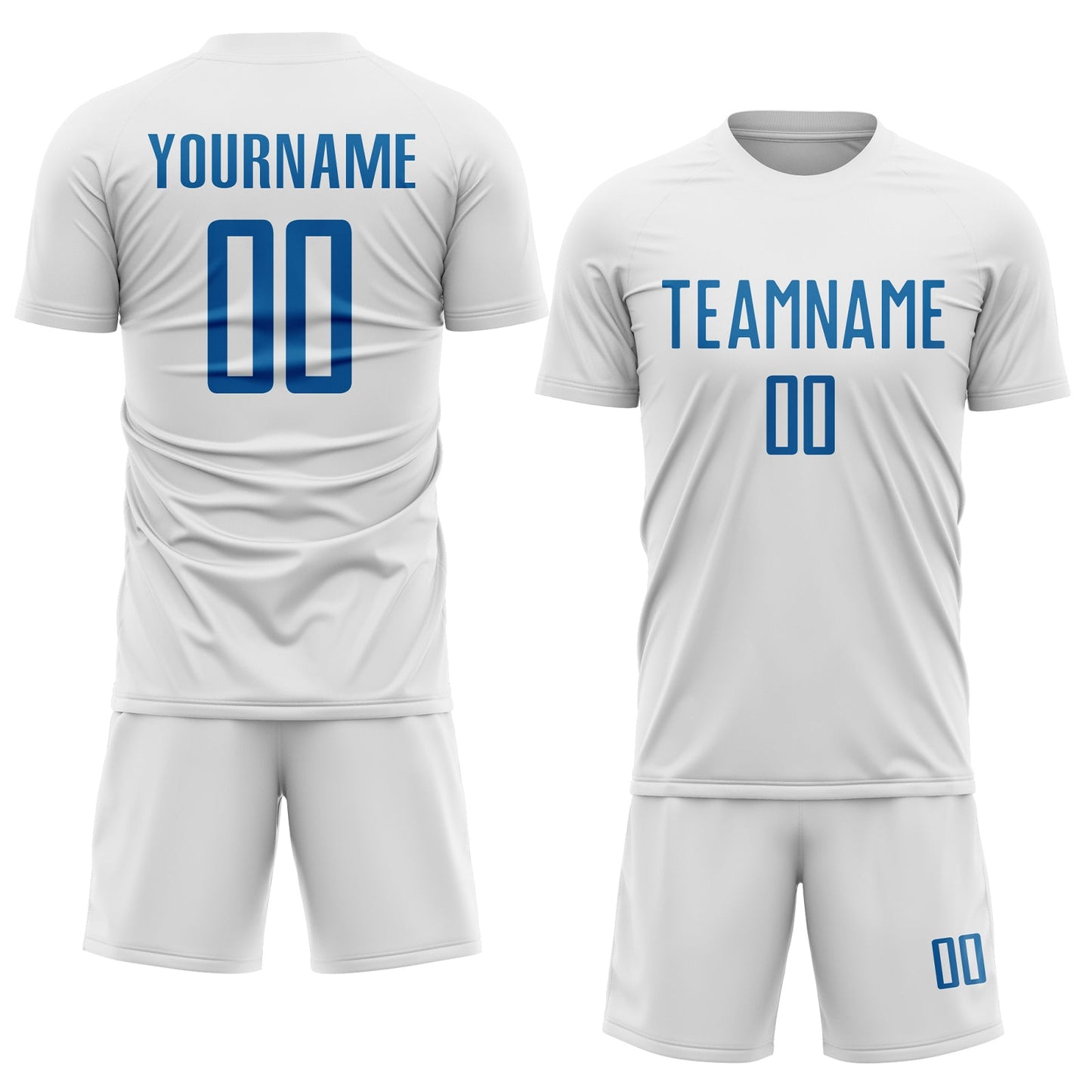 Custom White Blue Sublimation Soccer Uniform Jersey view 2