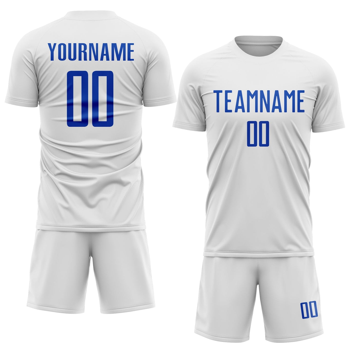 Custom White Thunder Blue Sublimation Soccer Uniform Jersey view 2