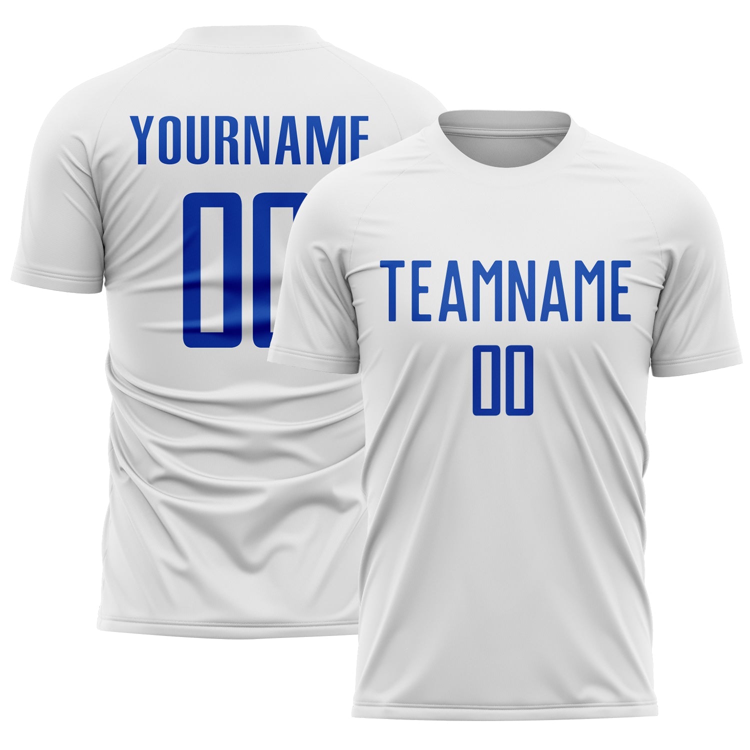 Custom White Thunder Blue Sublimation Soccer Uniform Jersey - Main View