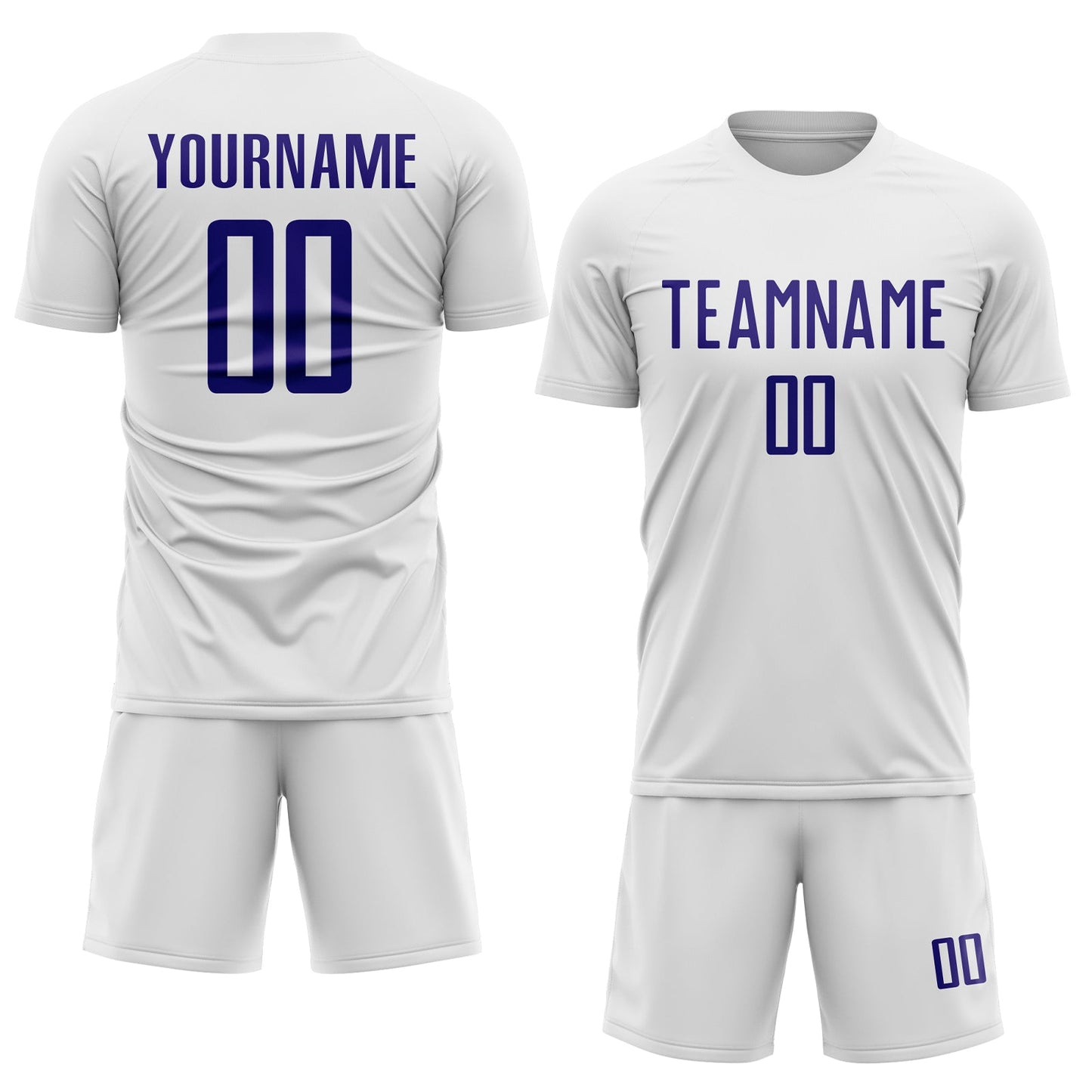 Custom White Dark Purple Sublimation Soccer Uniform Jersey view 2