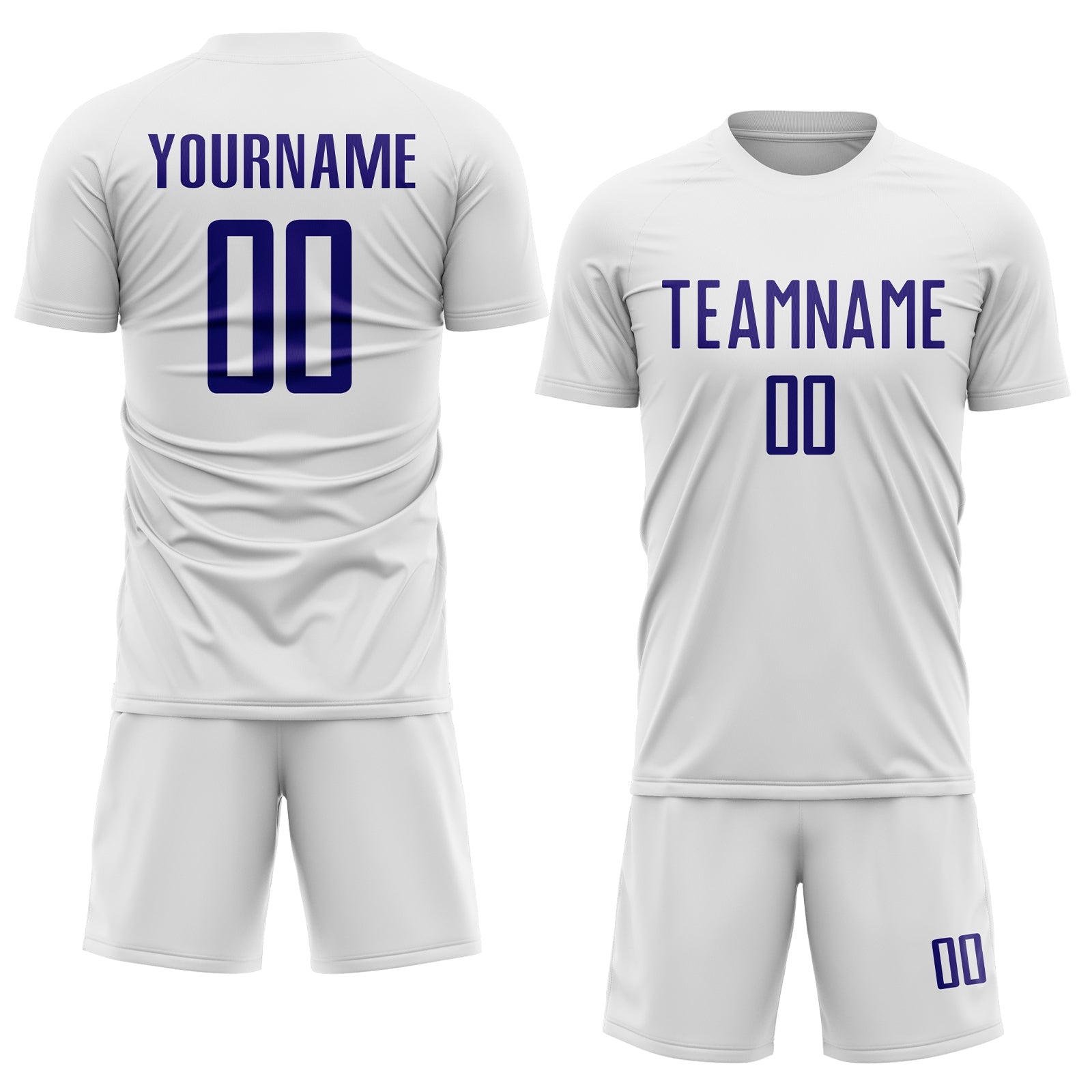 Custom White Dark Purple Sublimation Soccer Uniform Jersey view 2
