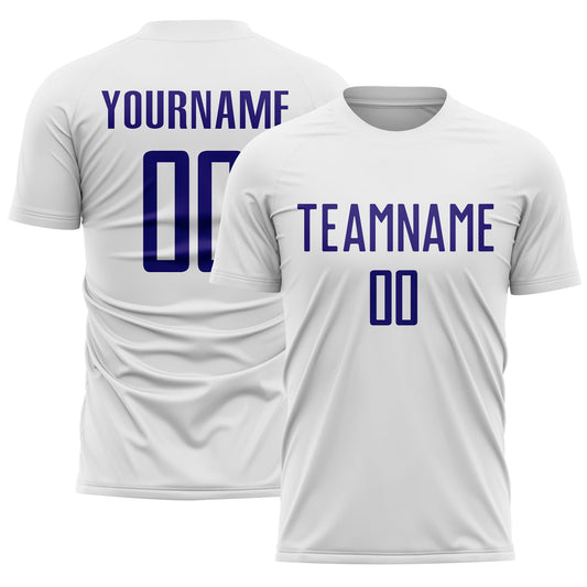 Custom White Dark Purple Sublimation Soccer Uniform Jersey - Main View
