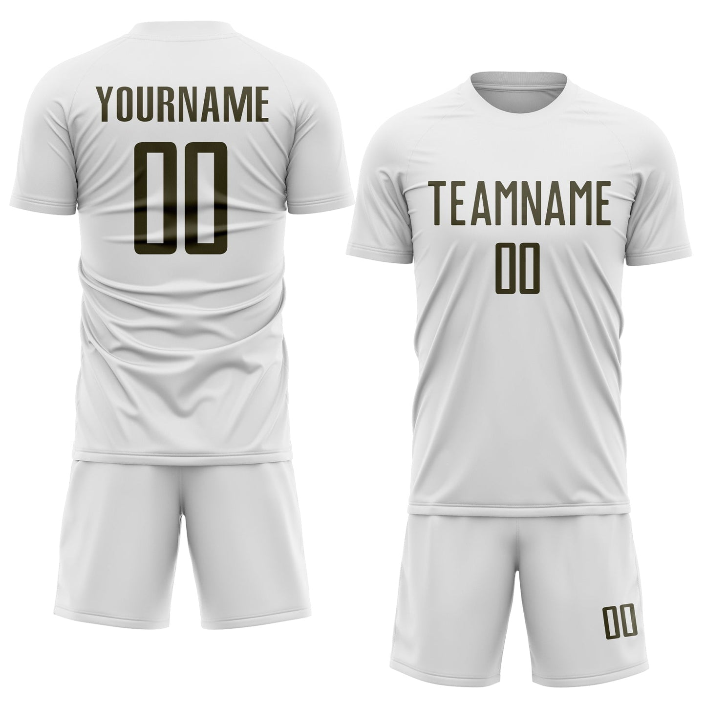Custom White Olive Sublimation Soccer Uniform Jersey view 2