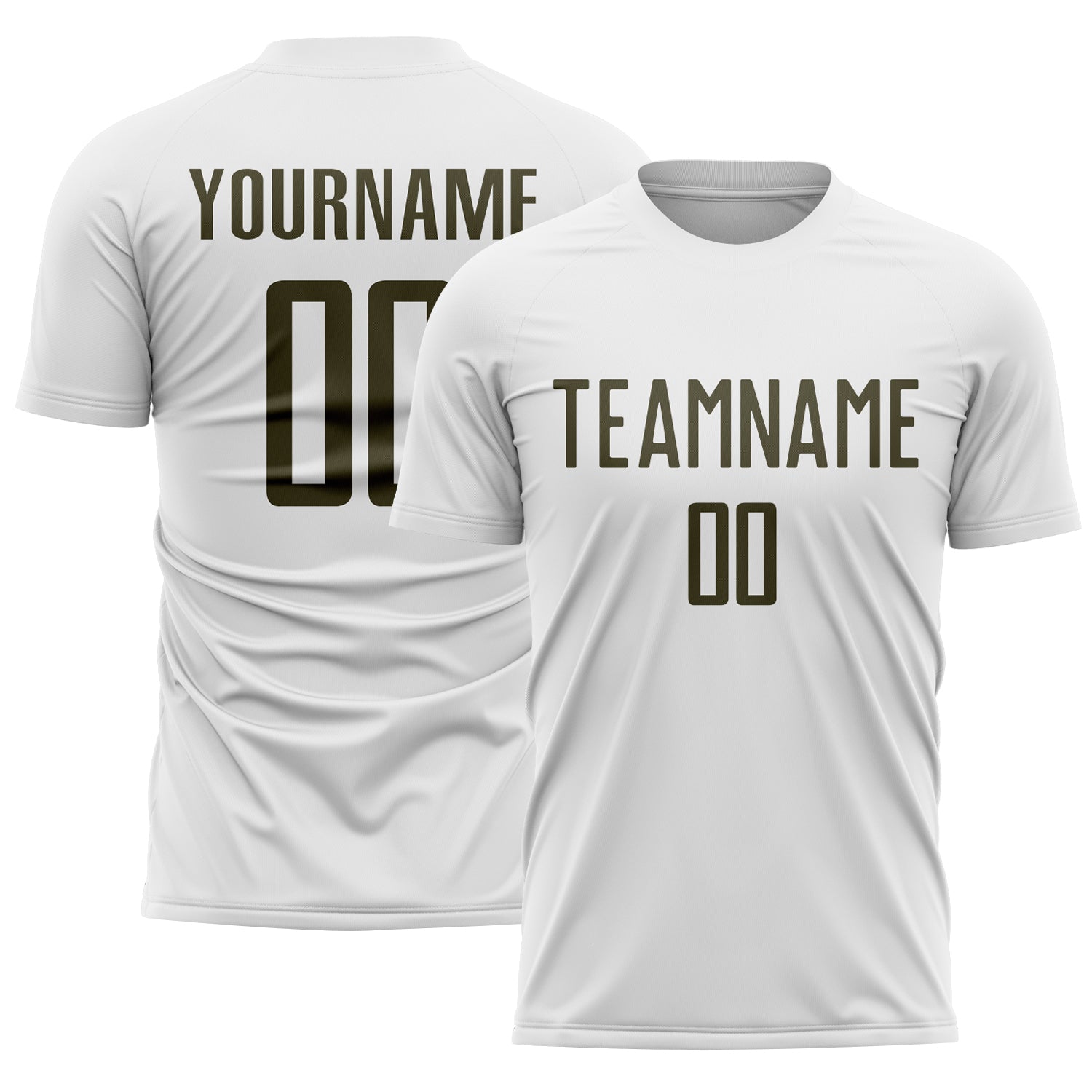 Custom White Olive Sublimation Soccer Uniform Jersey - Main View
