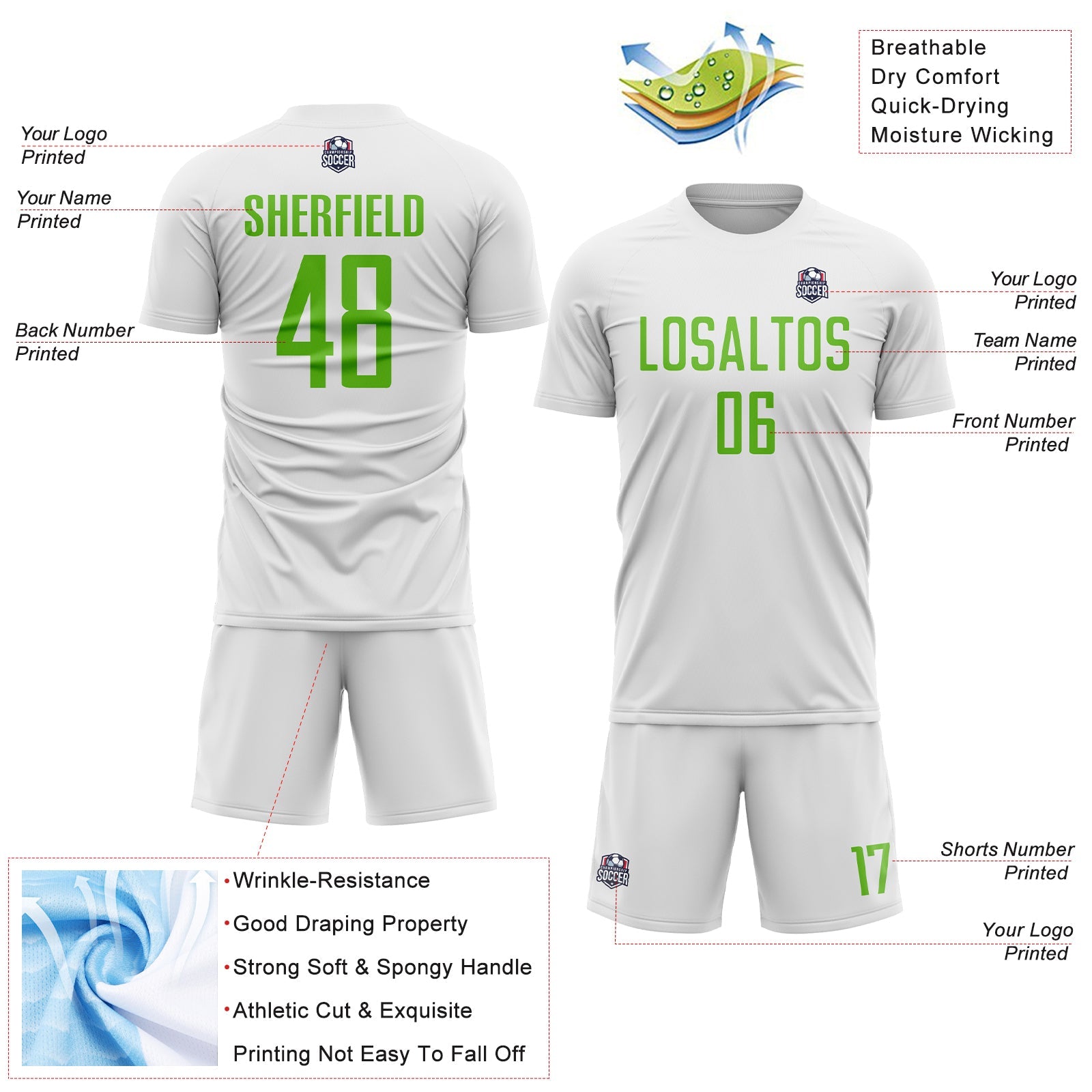 Custom White Aurora Green Sublimation Soccer Uniform Jersey view 4