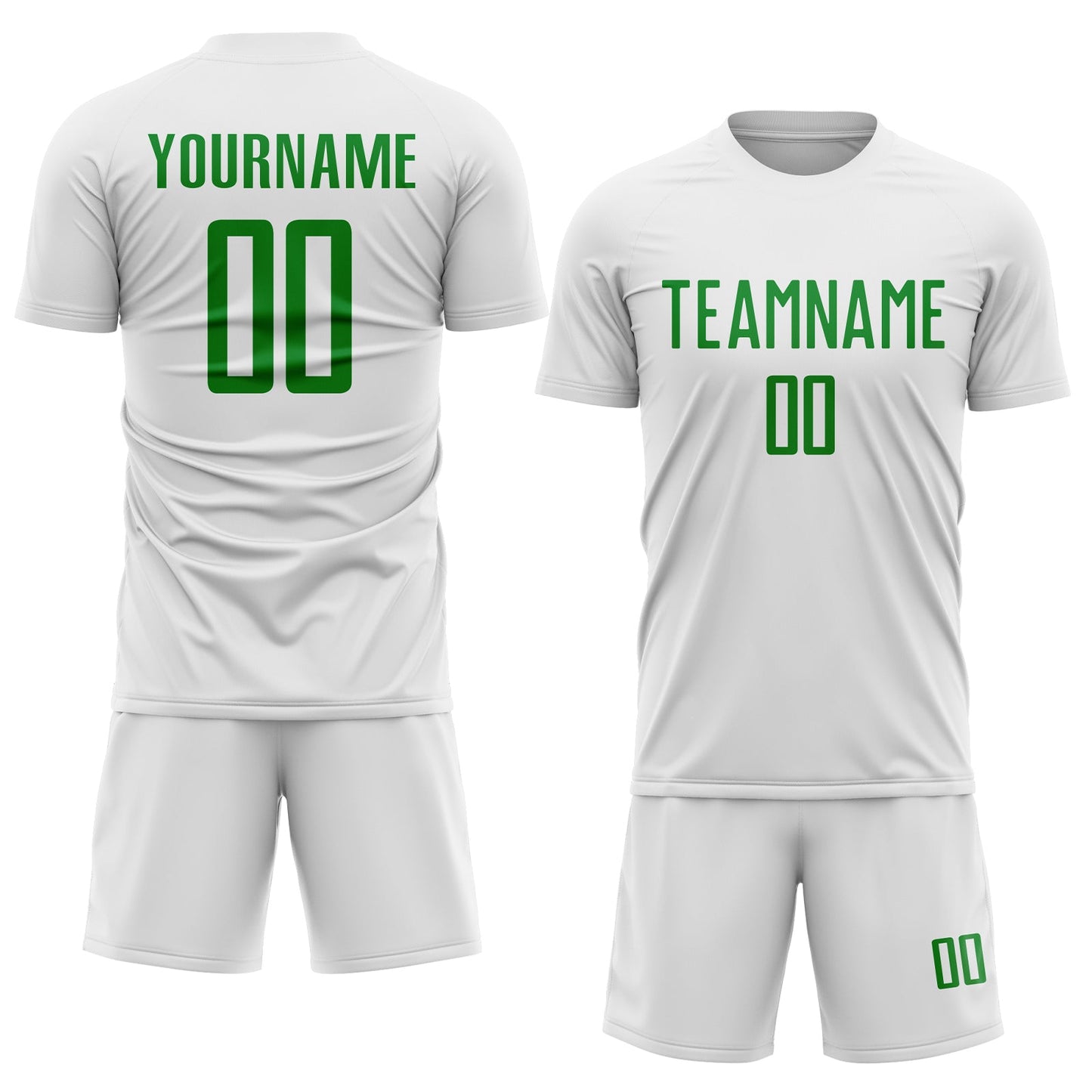 Custom White Grass Green Sublimation Soccer Uniform Jersey view 2